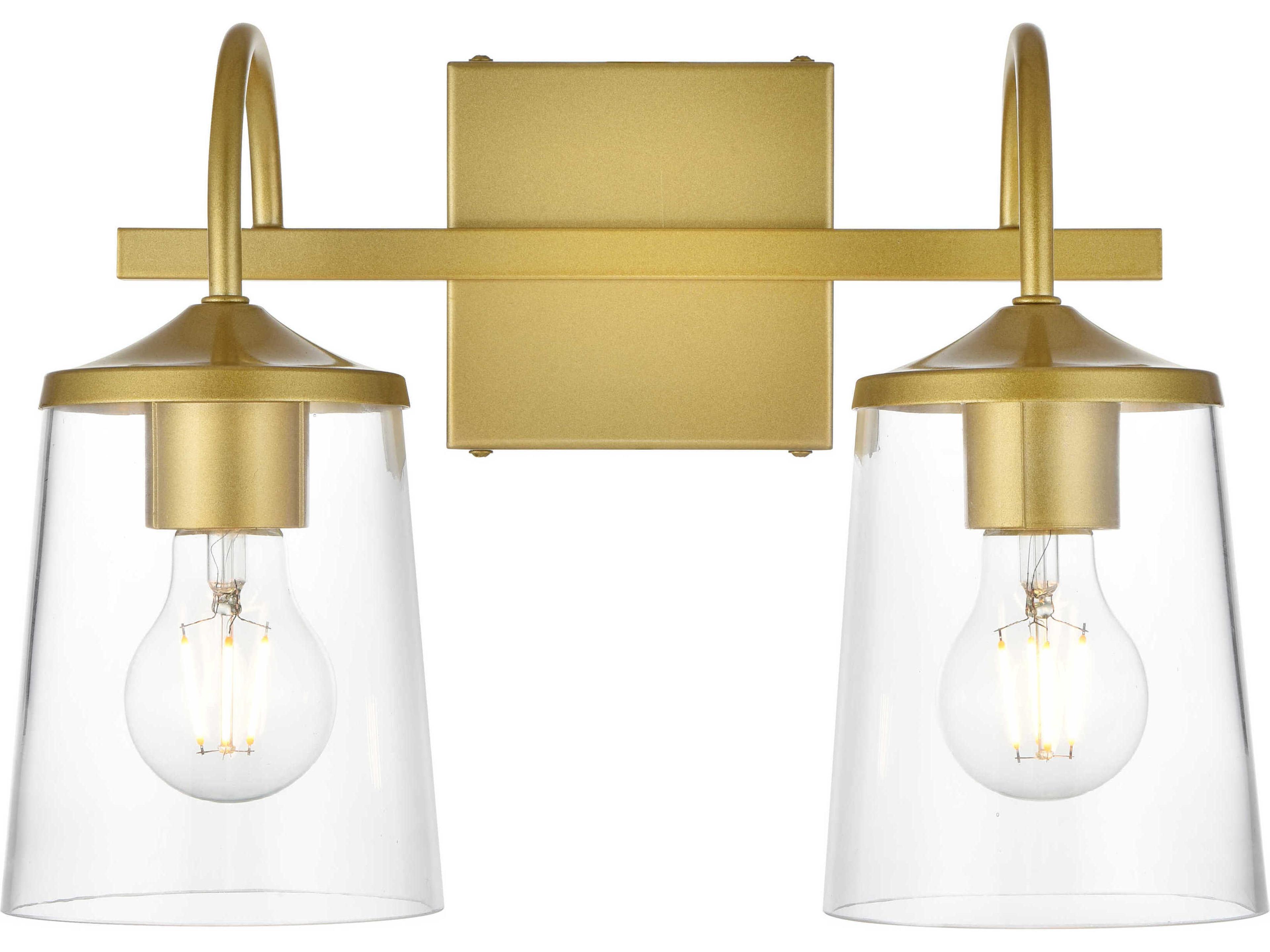 Elegant Lighting Avani 2-Light Brass Glass Vanity Light