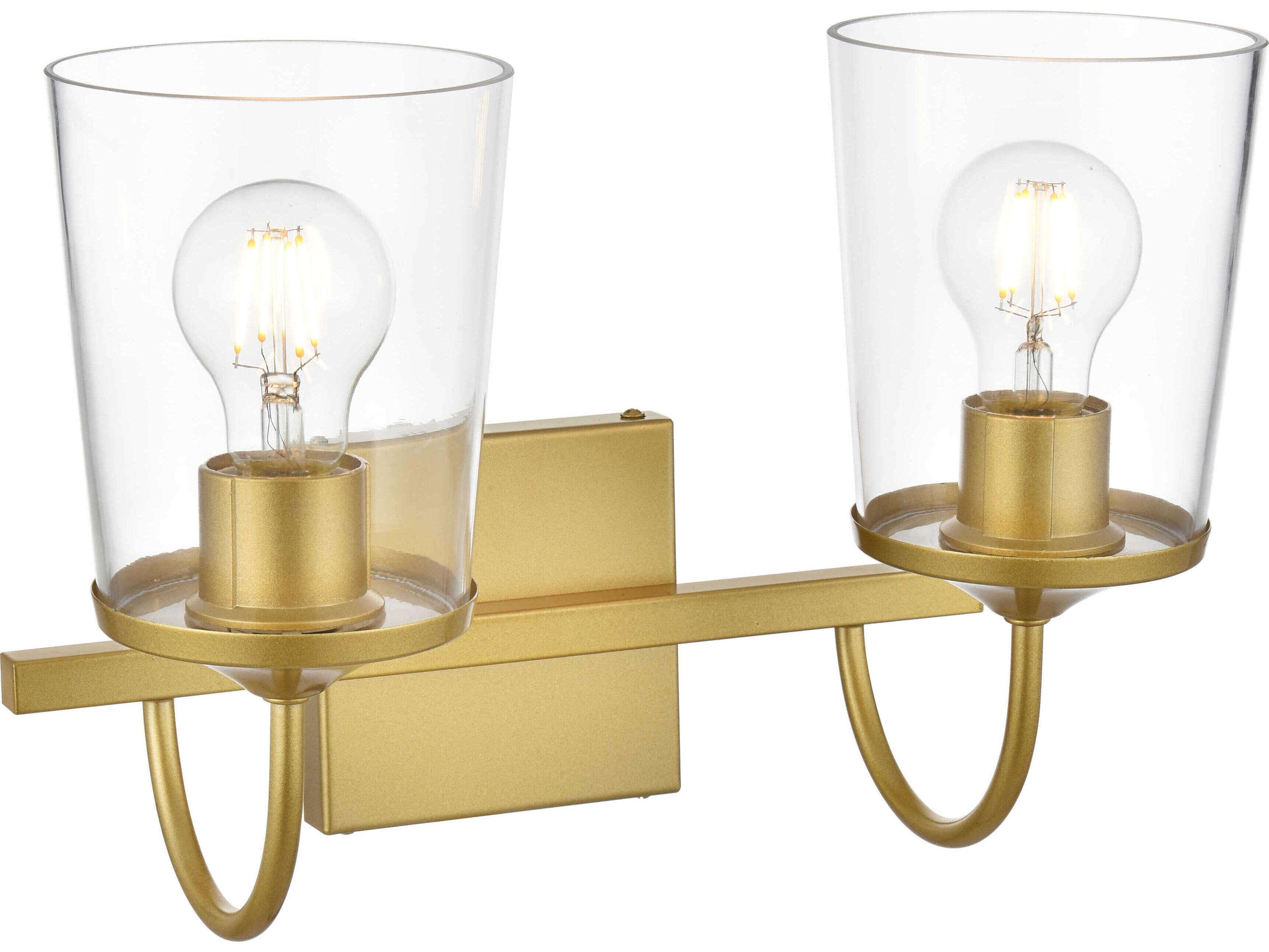 Elegant Lighting Avani 2-Light Brass Glass Vanity Light