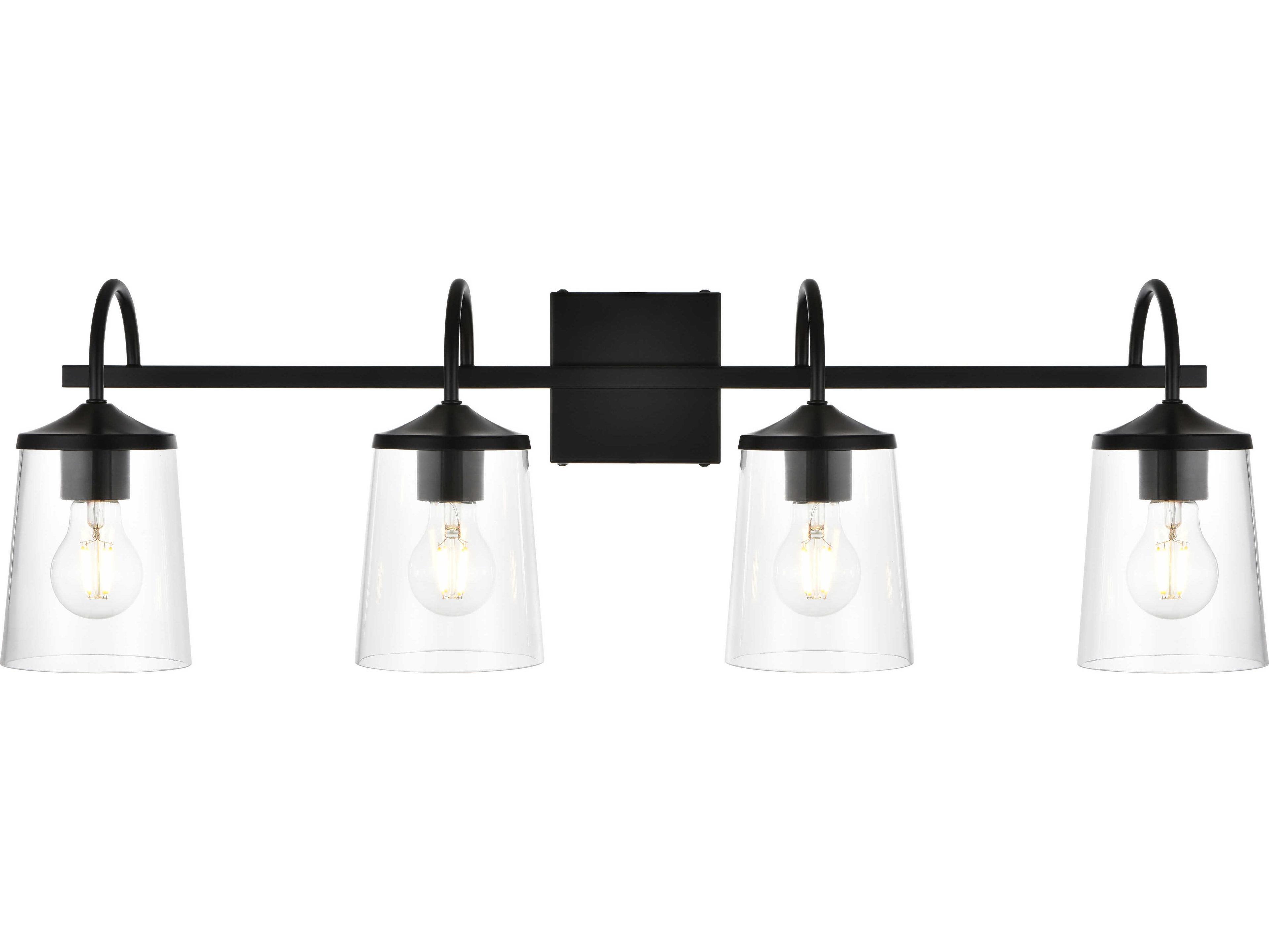 Elegant Lighting Avani 4-Light Black Glass Vanity Light