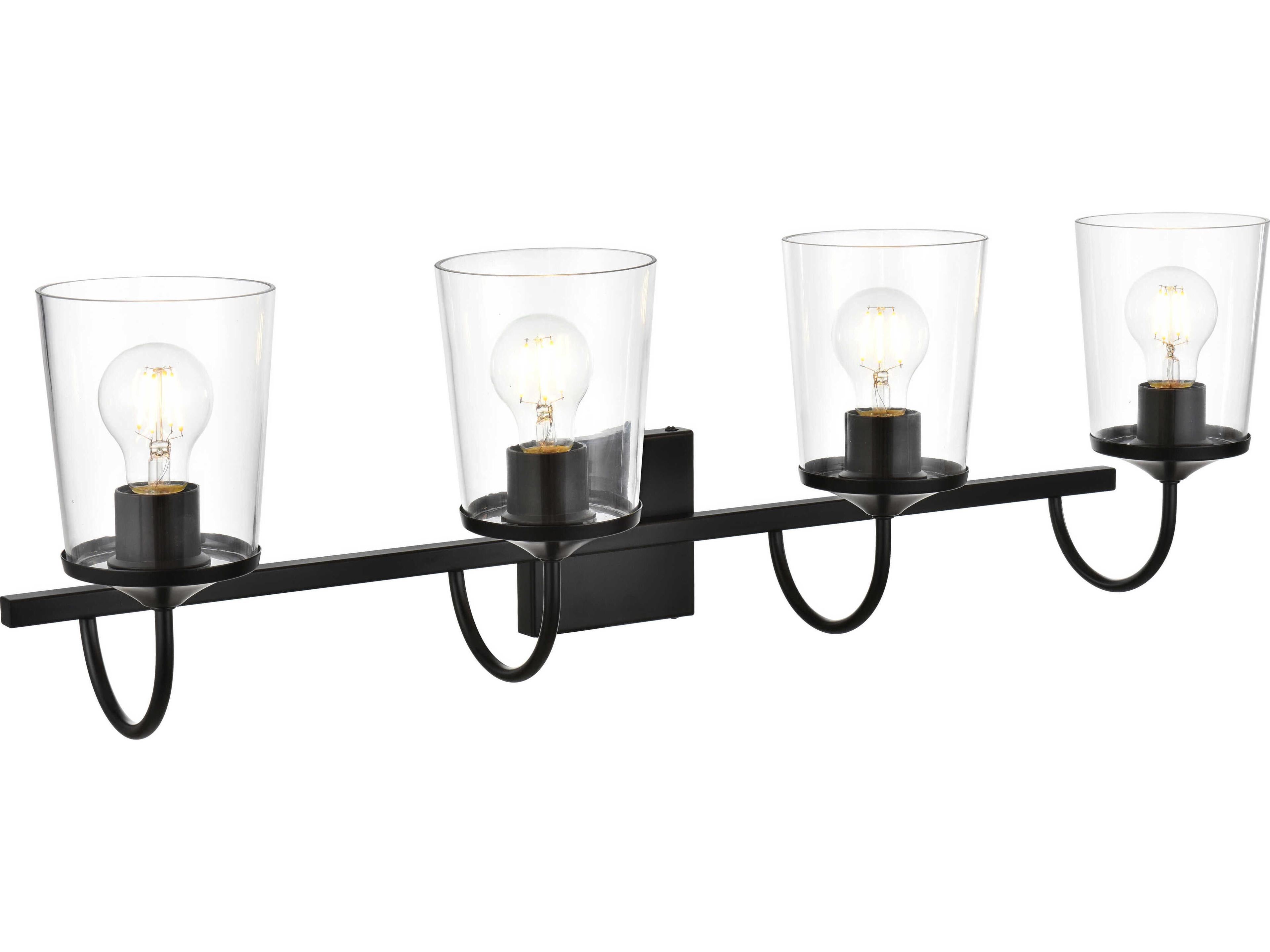 Elegant Lighting Avani 4-Light Black Glass Vanity Light