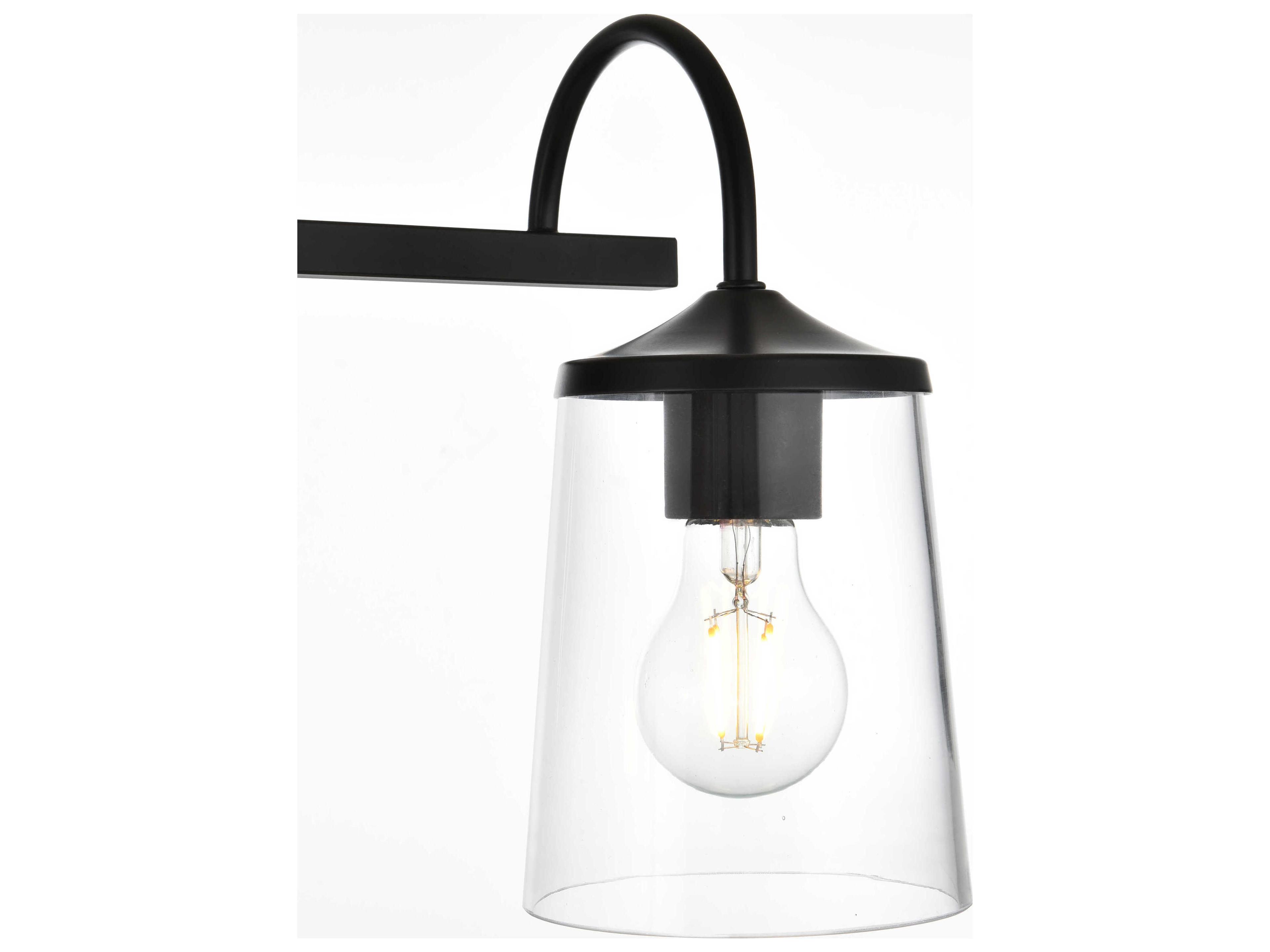 Elegant Lighting Avani 4-Light Black Glass Vanity Light