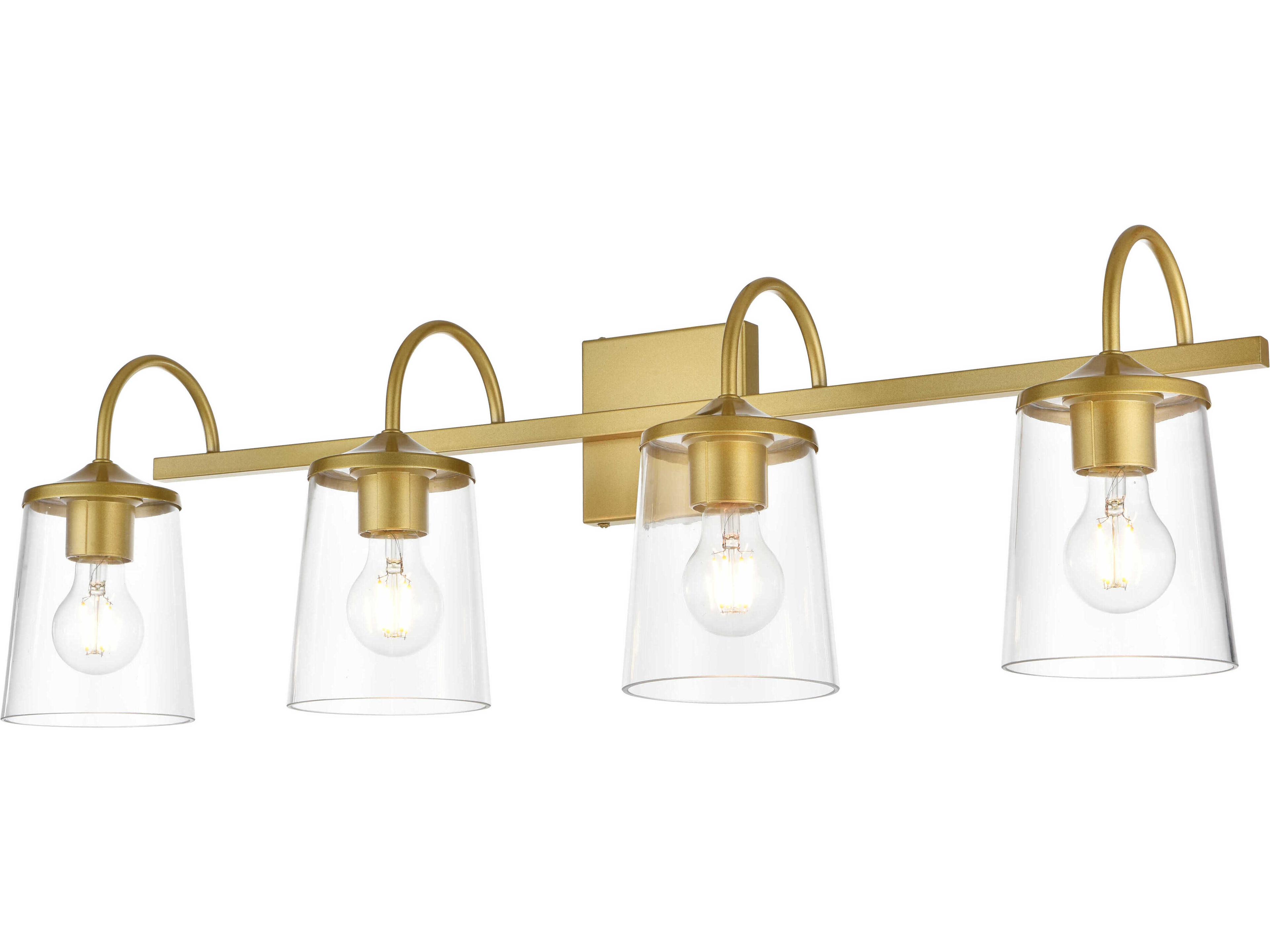 Elegant Lighting Avani 4-Light Brass Black Glass Vanity Light