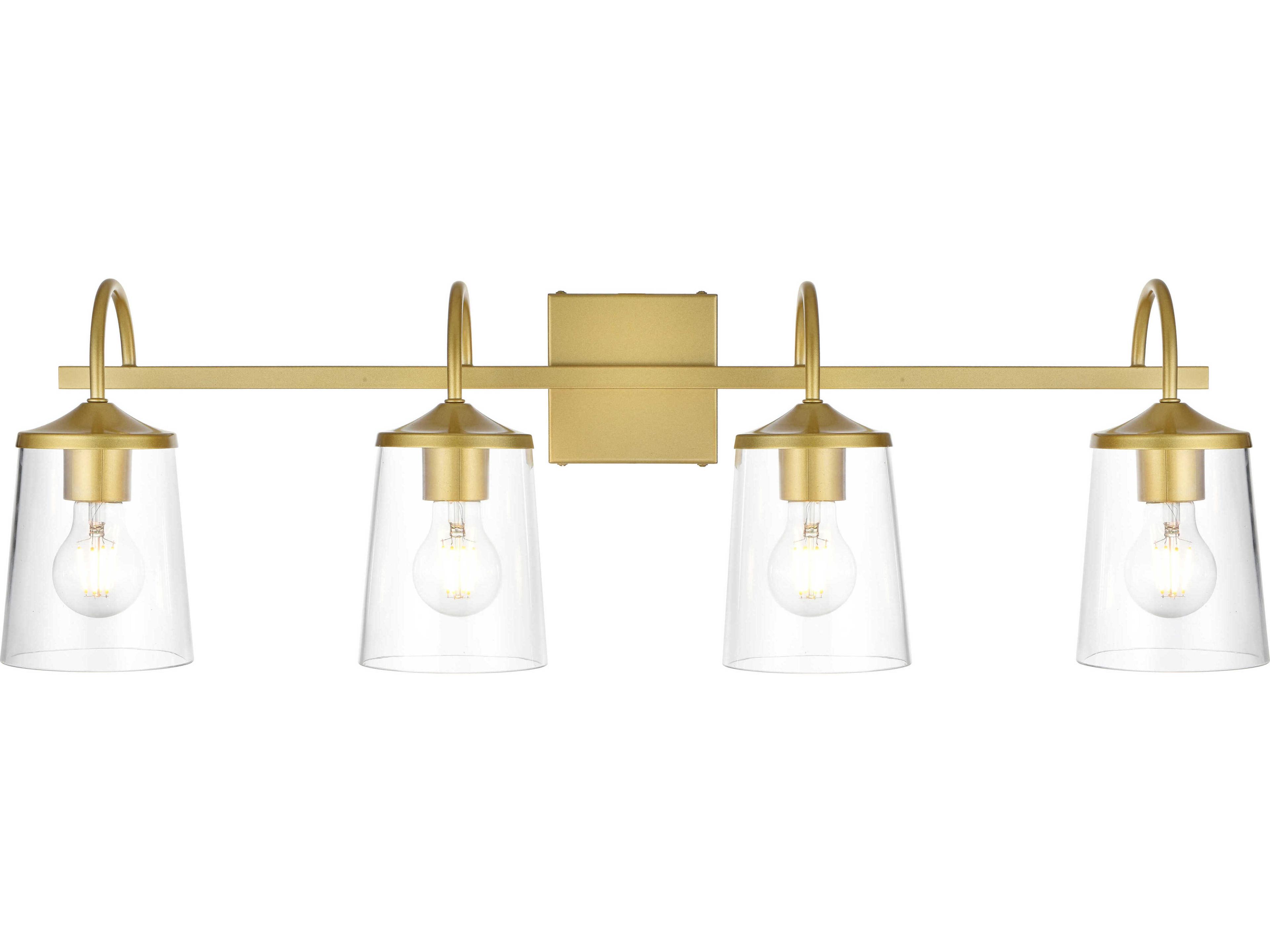 Elegant Lighting Avani 4-Light Brass Black Glass Vanity Light