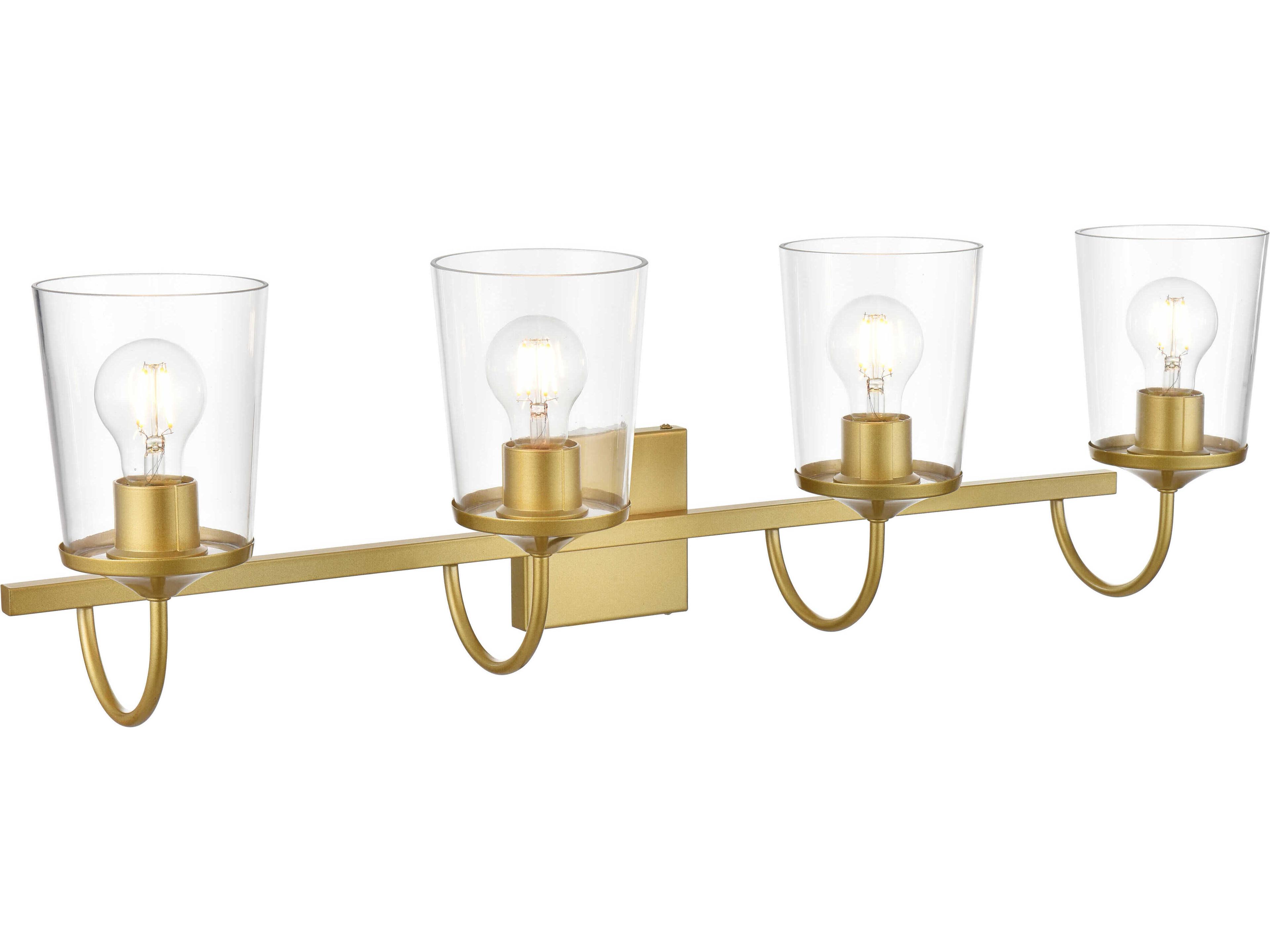 Elegant Lighting Avani 4-Light Brass Black Glass Vanity Light