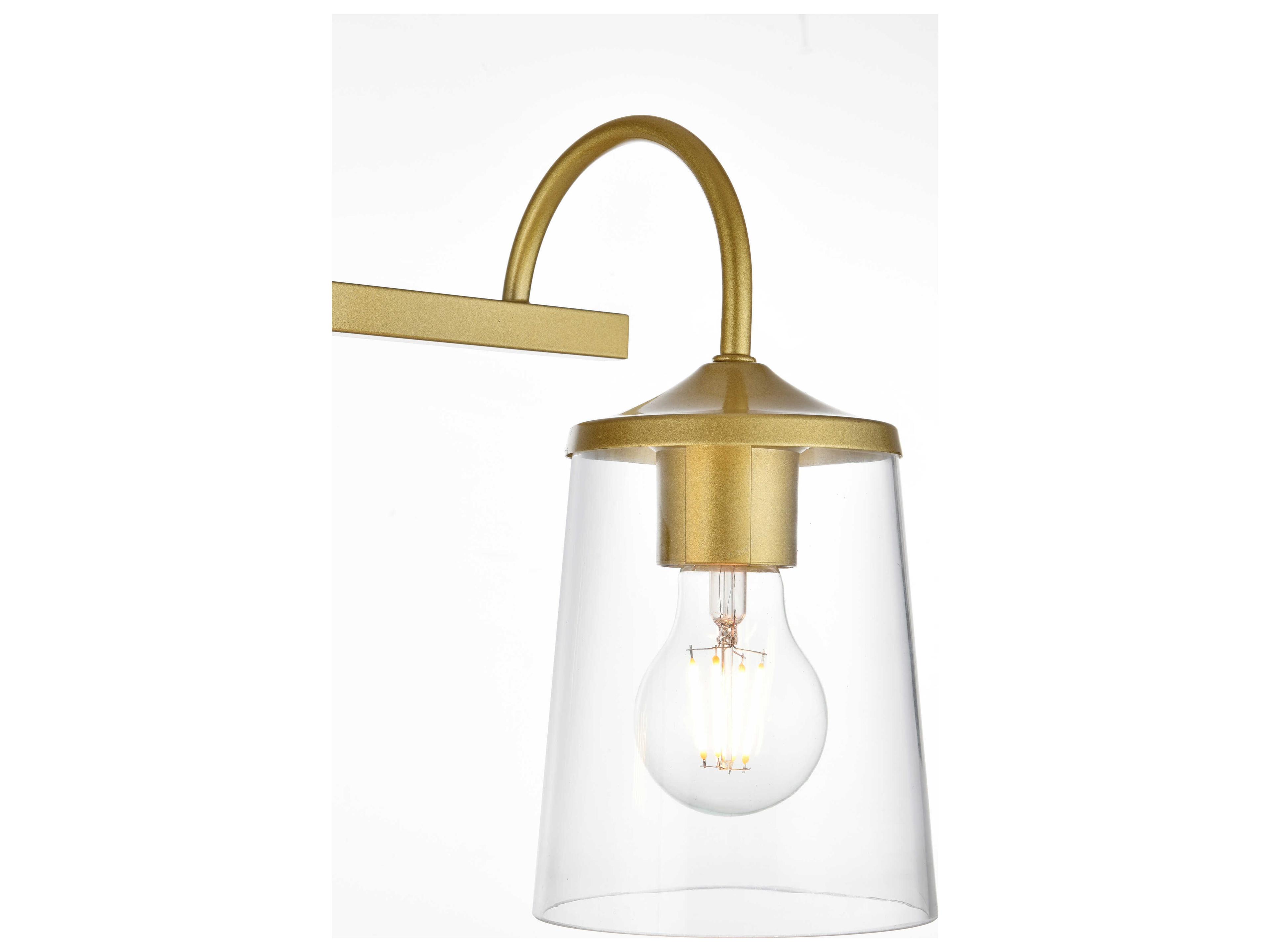 Elegant Lighting Avani 4-Light Brass Black Glass Vanity Light