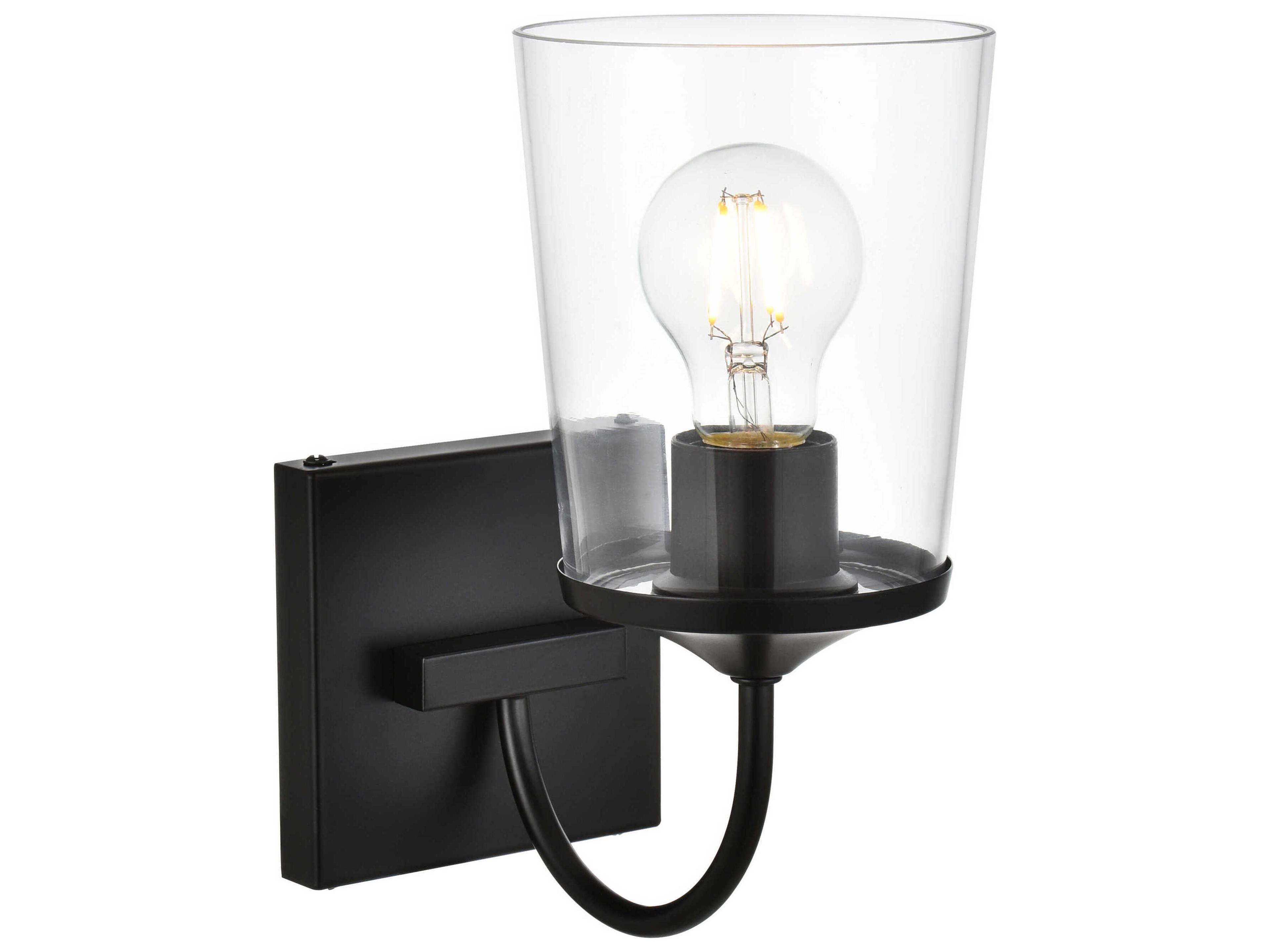 Elegant Lighting Avani 1-Light Black Glass Wall Sconce