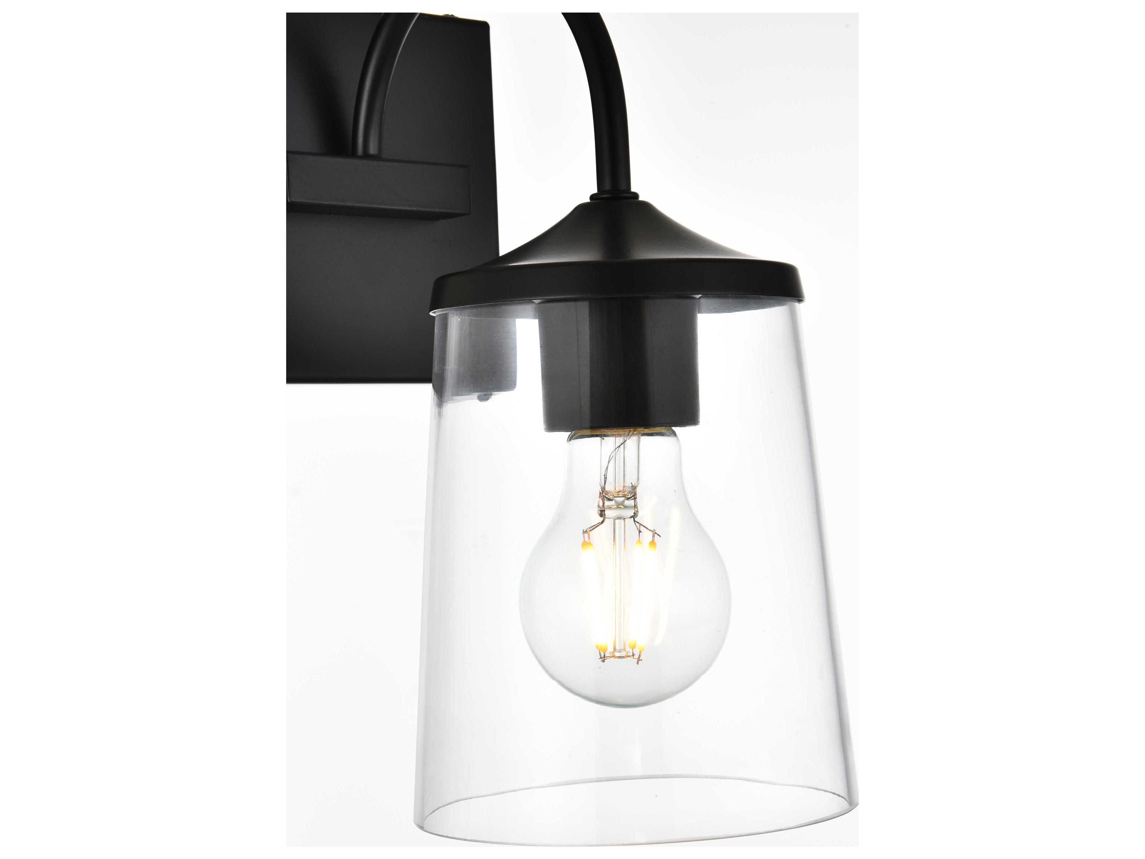 Elegant Lighting Avani 1-Light Black Glass Wall Sconce