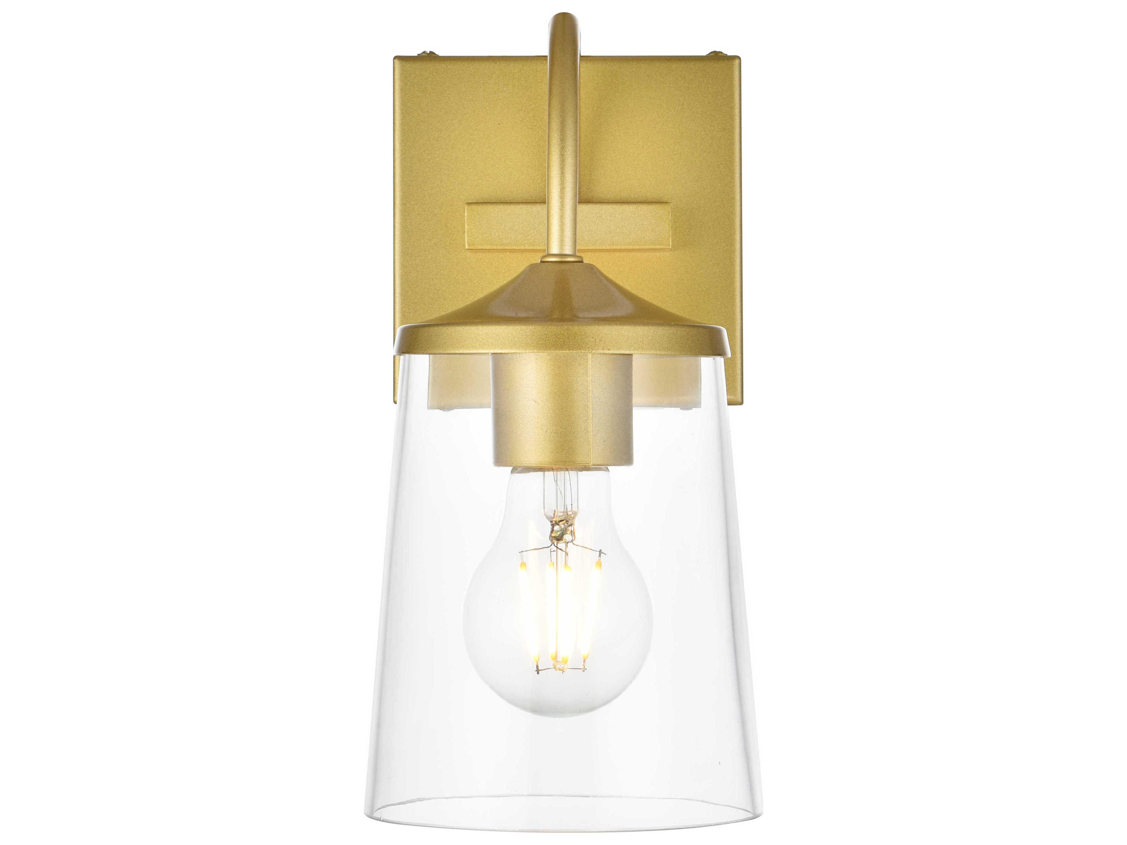 Elegant Lighting Avani 1-Light Brass Glass Wall Sconce
