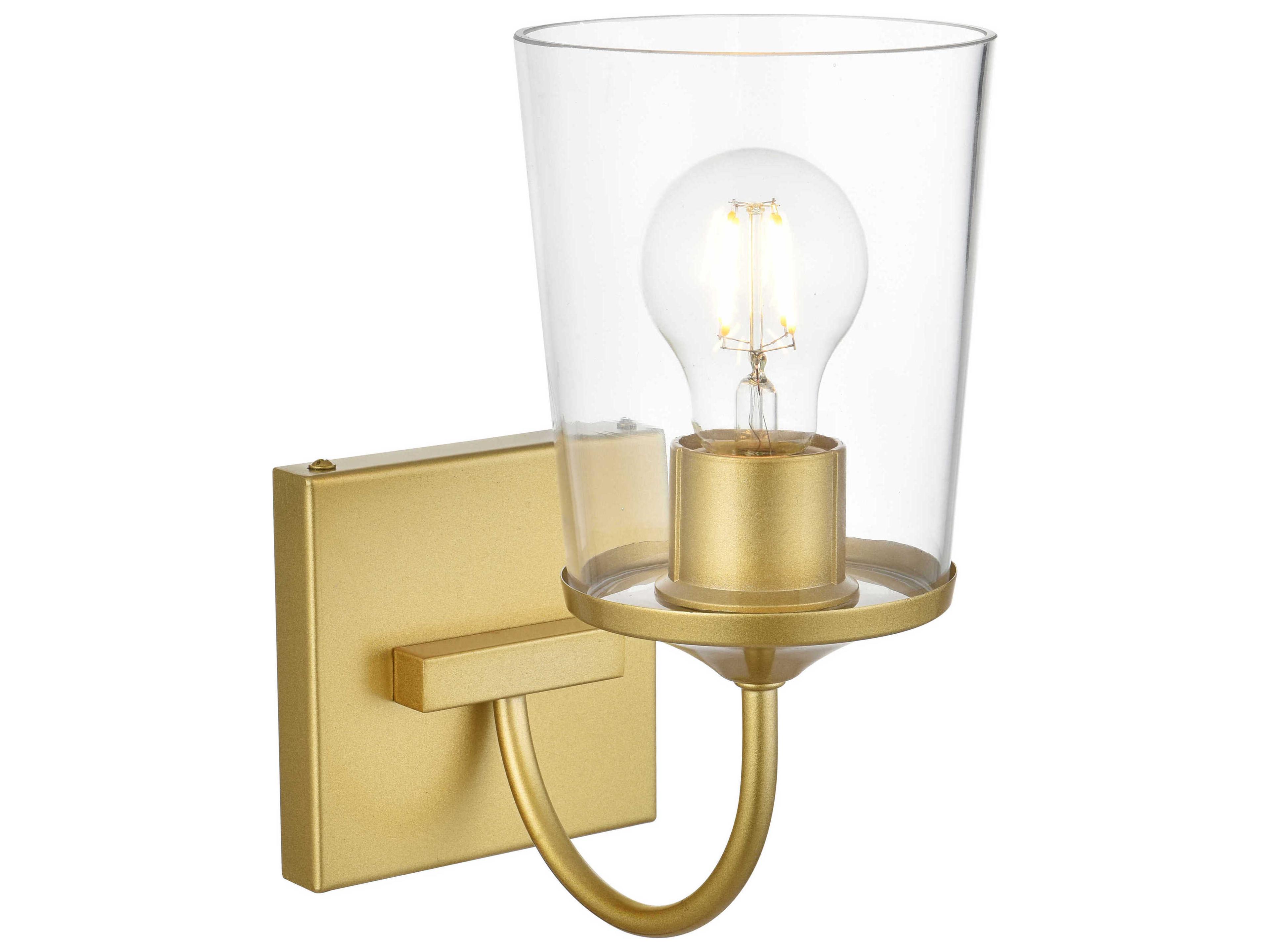 Elegant Lighting Avani 1-Light Brass Glass Wall Sconce