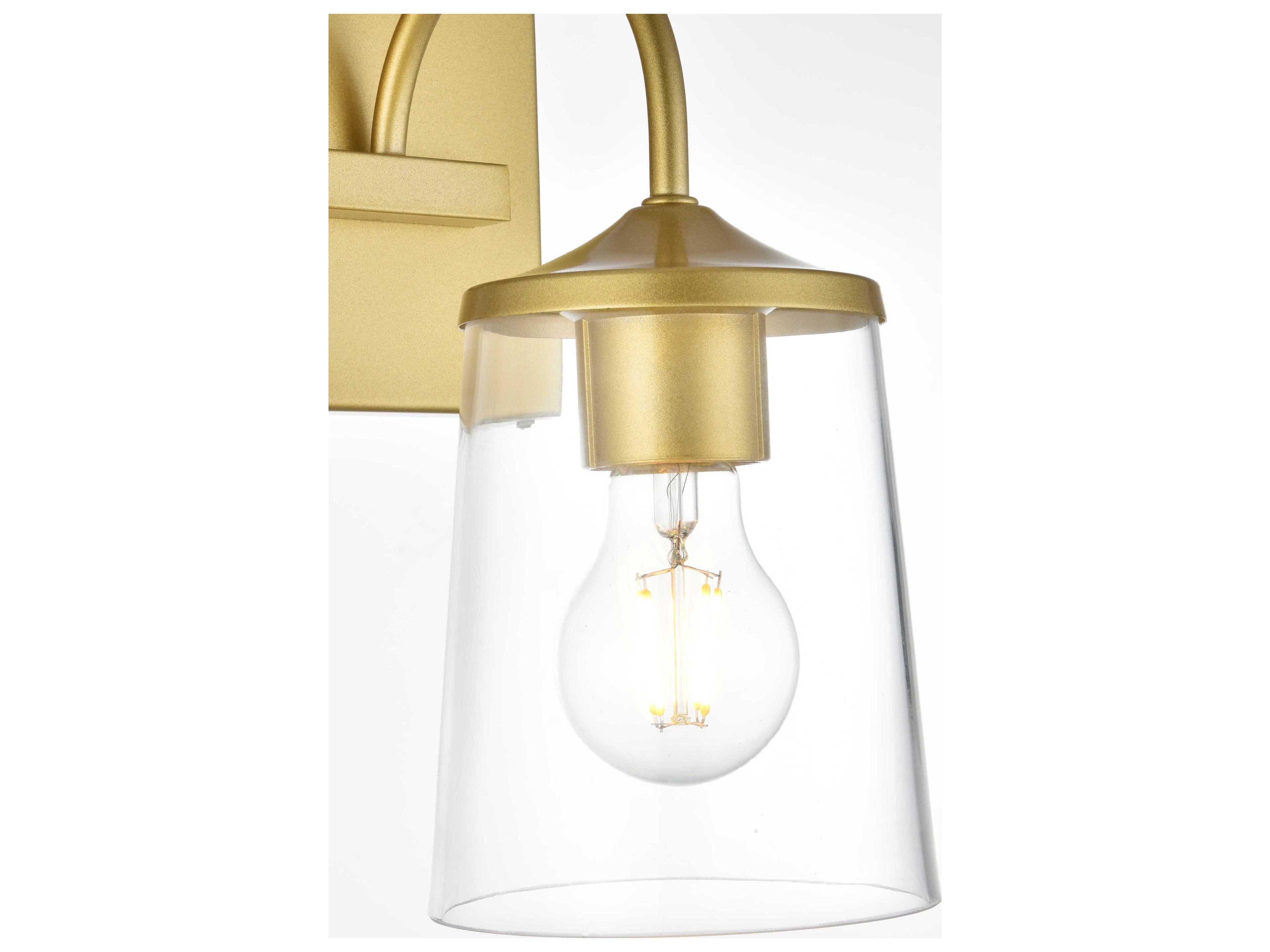 Elegant Lighting Avani 1-Light Brass Glass Wall Sconce
