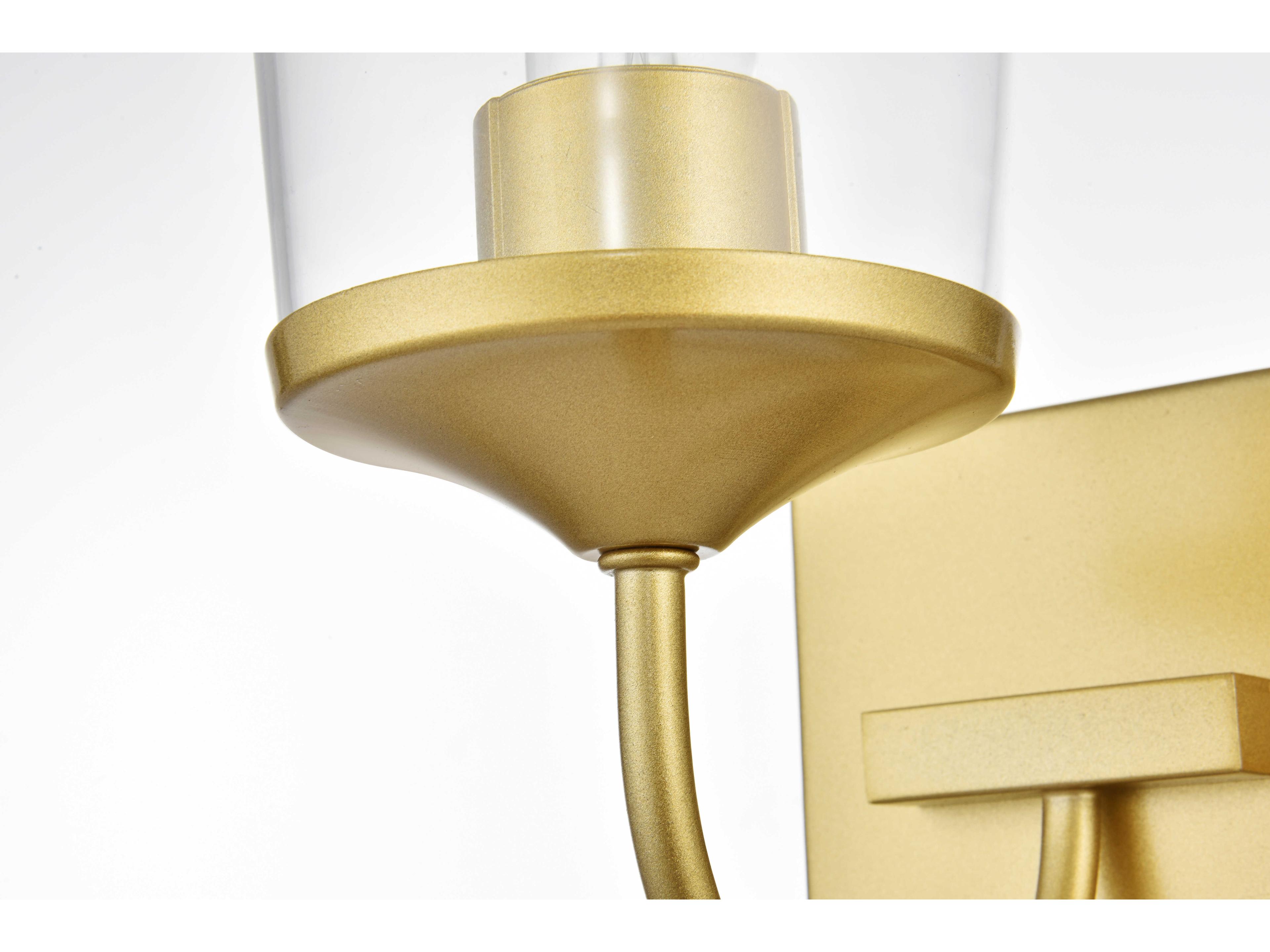 Elegant Lighting Avani 1-Light Brass Glass Wall Sconce