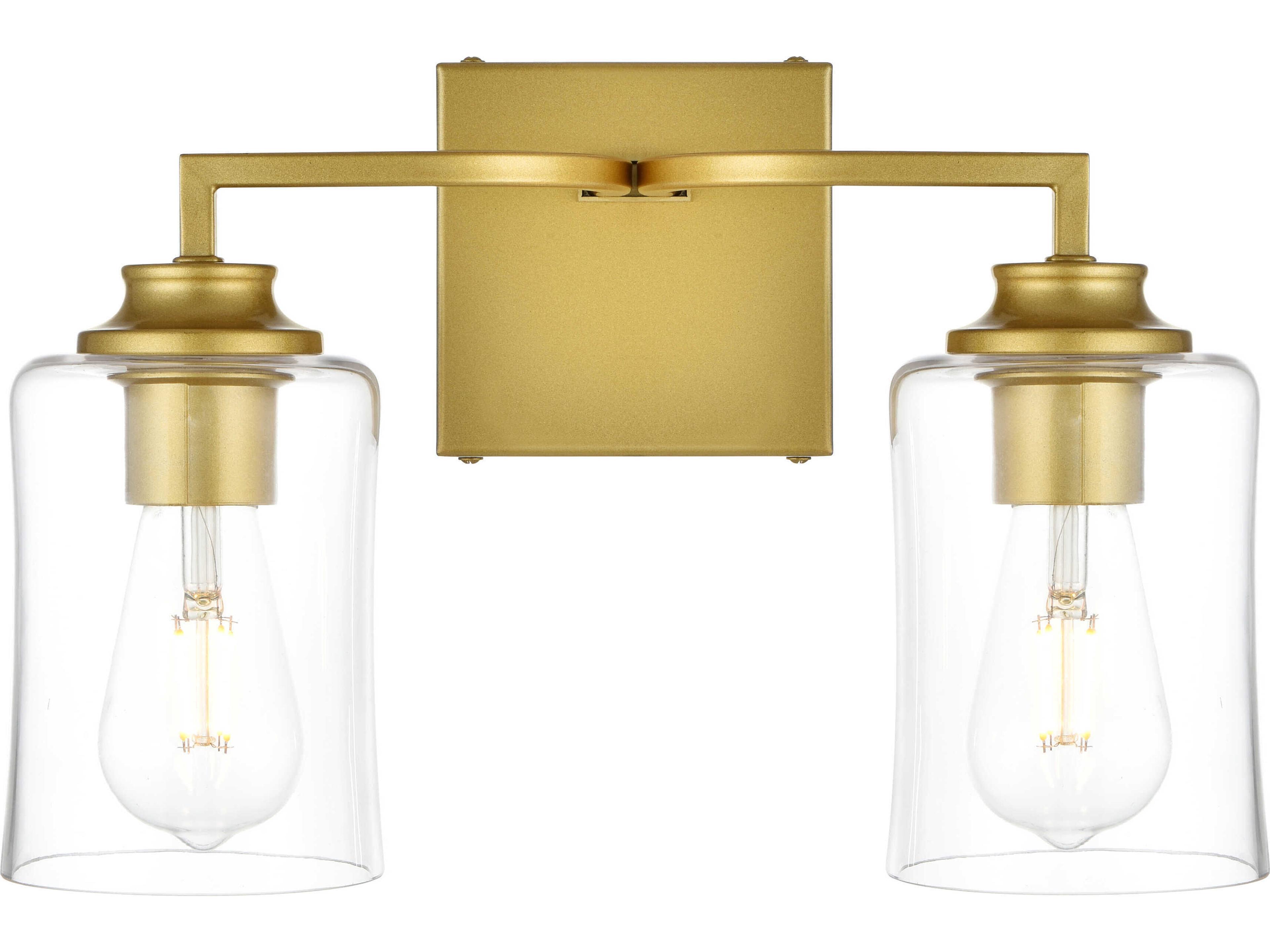 Elegant Lighting Ronnie 2-Light Brass Glass Vanity Light
