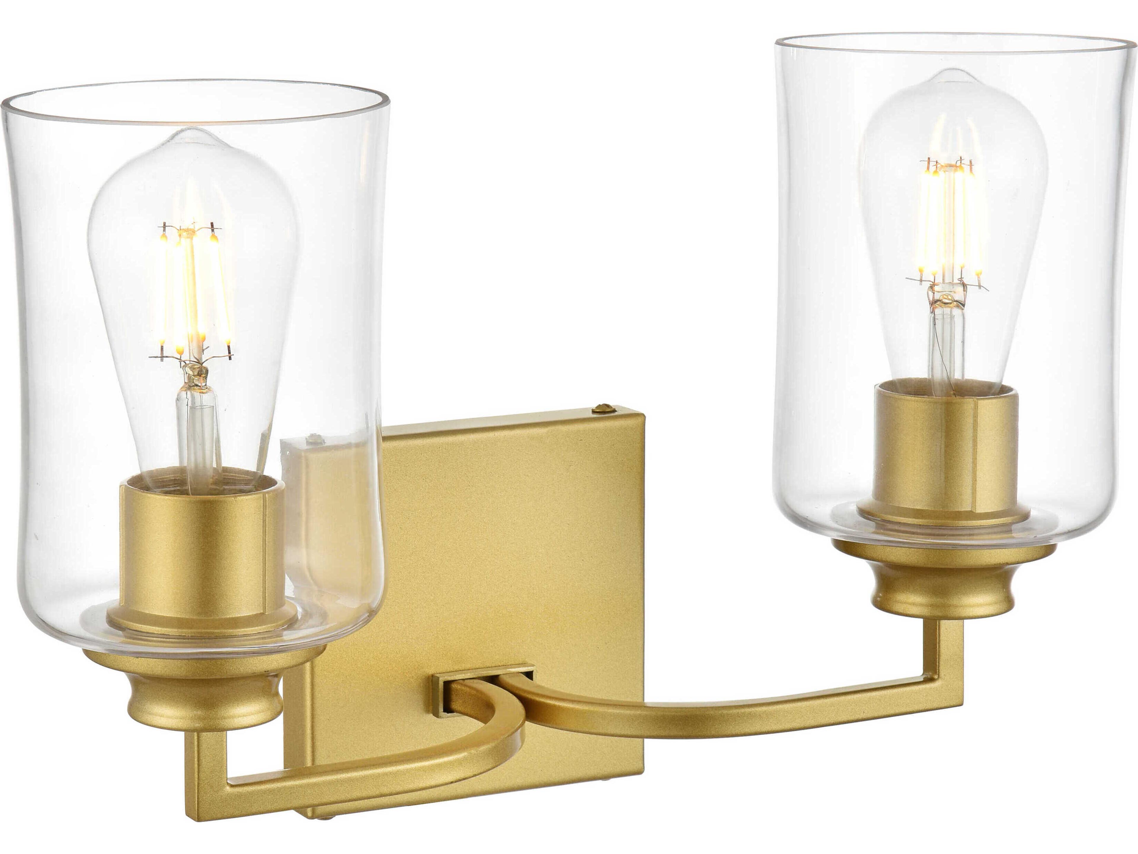 Elegant Lighting Ronnie 2-Light Brass Glass Vanity Light