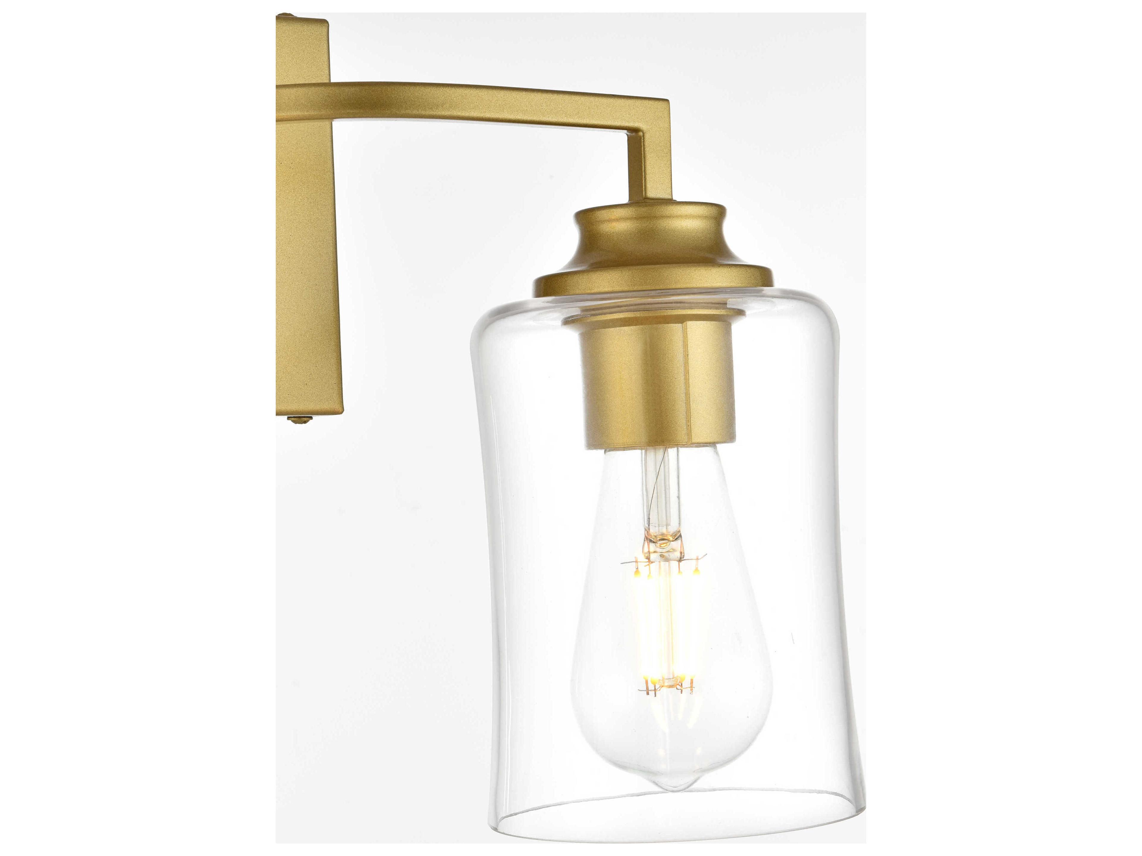 Elegant Lighting Ronnie 2-Light Brass Glass Vanity Light