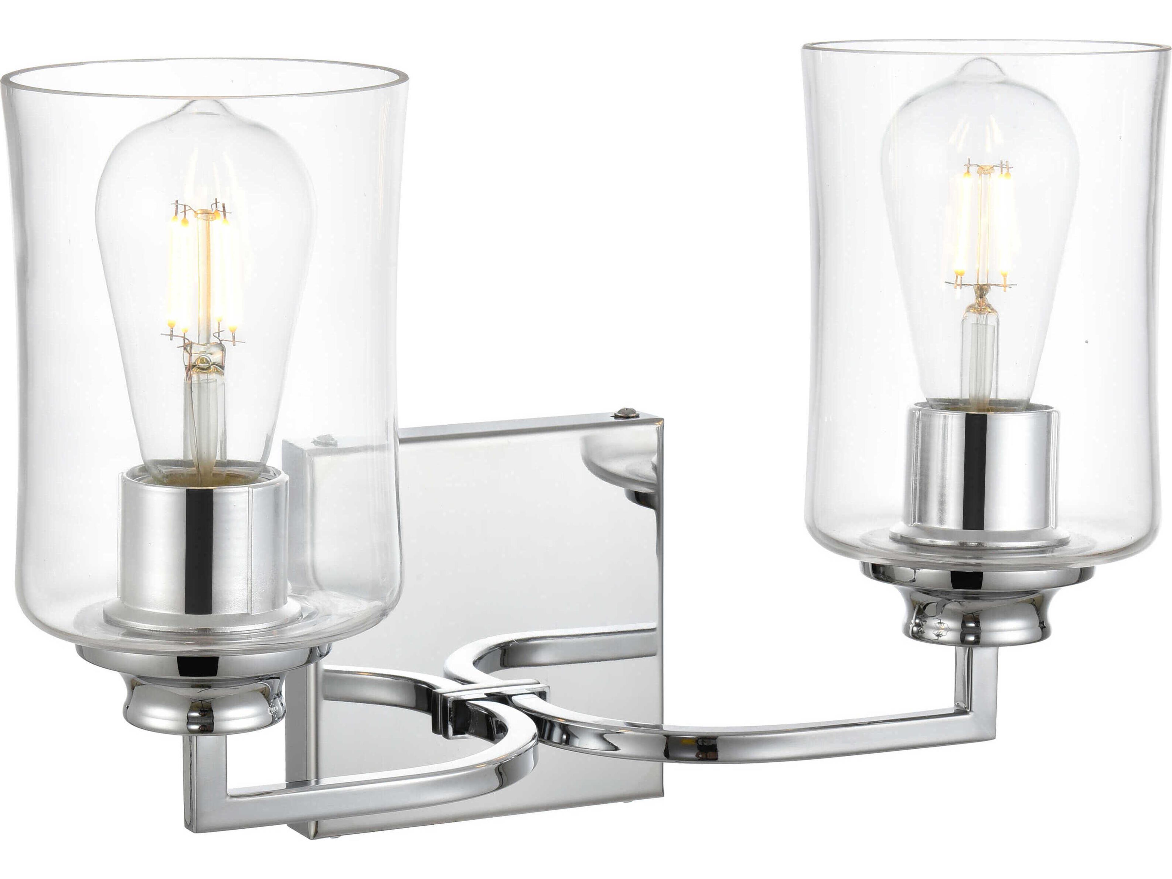 Elegant Lighting Ronnie 2-Light Chrome Glass Vanity Light