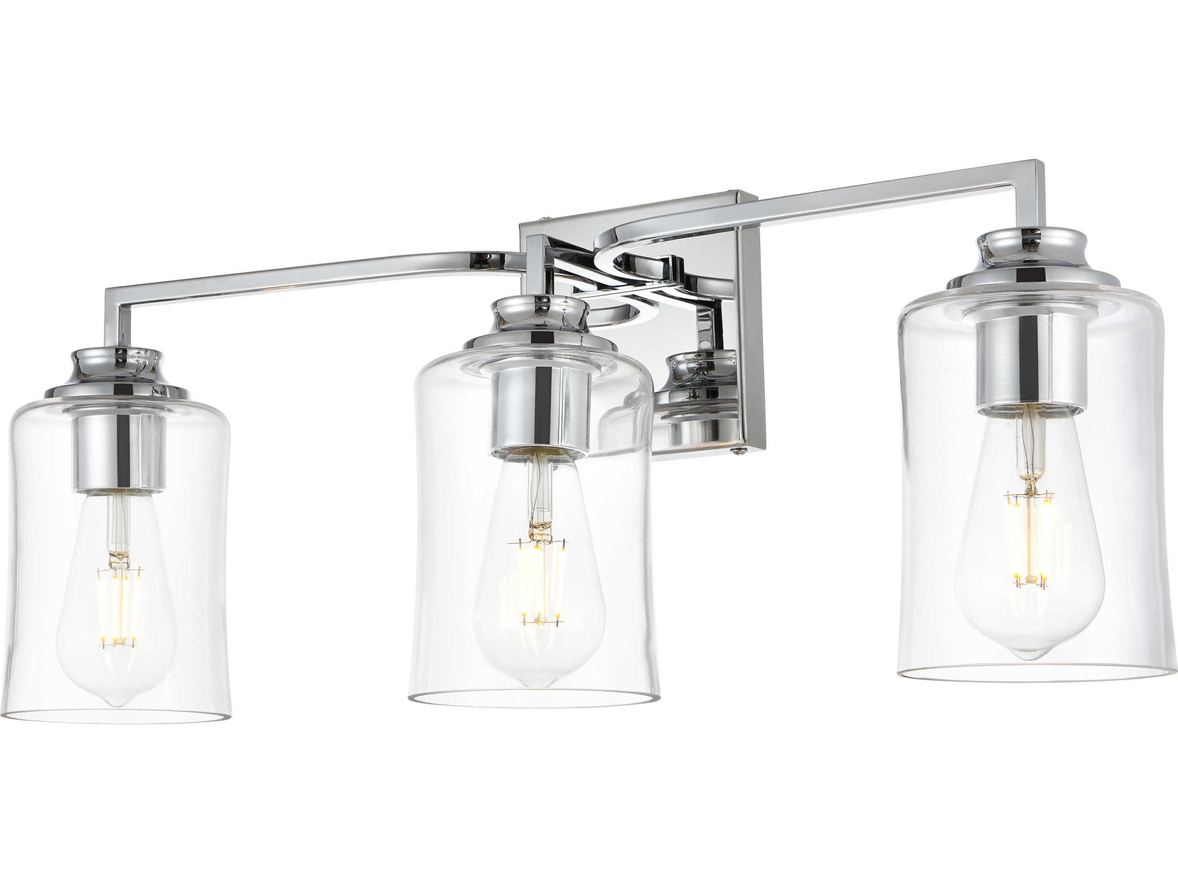 Ronnie 3-Light Chrome Glass Vanity Light