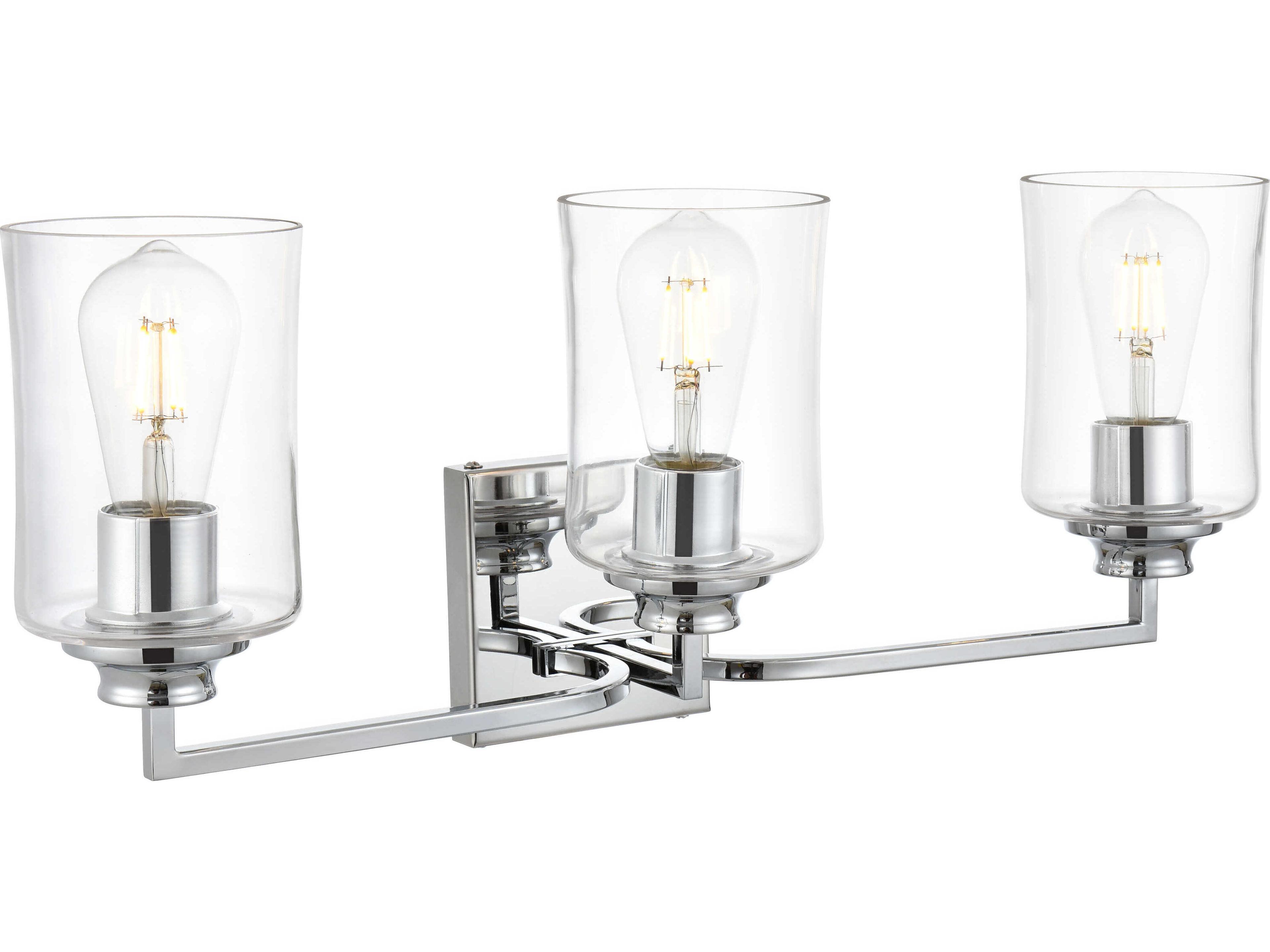 Elegant Lighting Ronnie 3-Light Chrome Glass Vanity Light