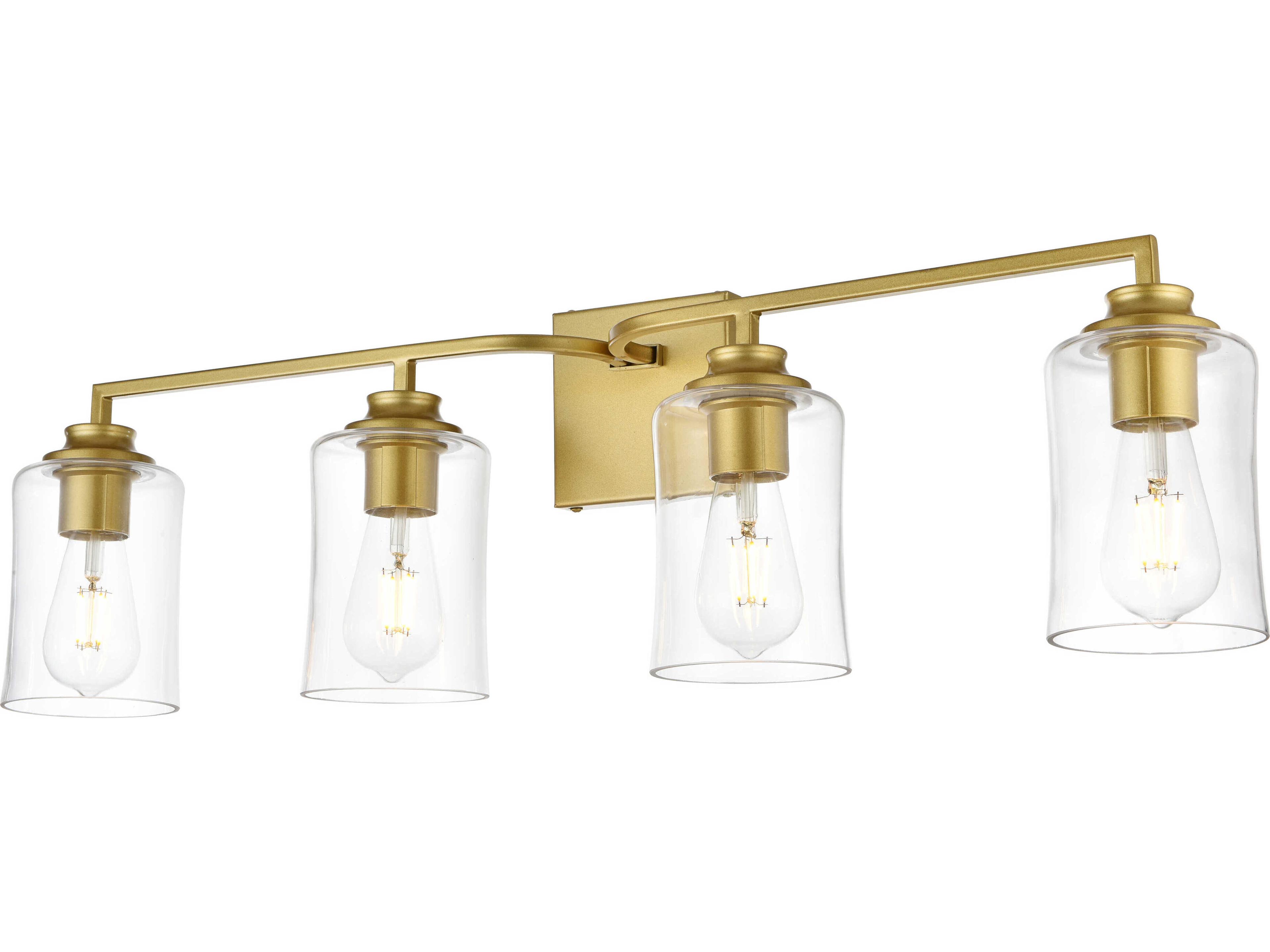 Elegant Lighting Ronnie 4-Light Brass Glass Vanity Light