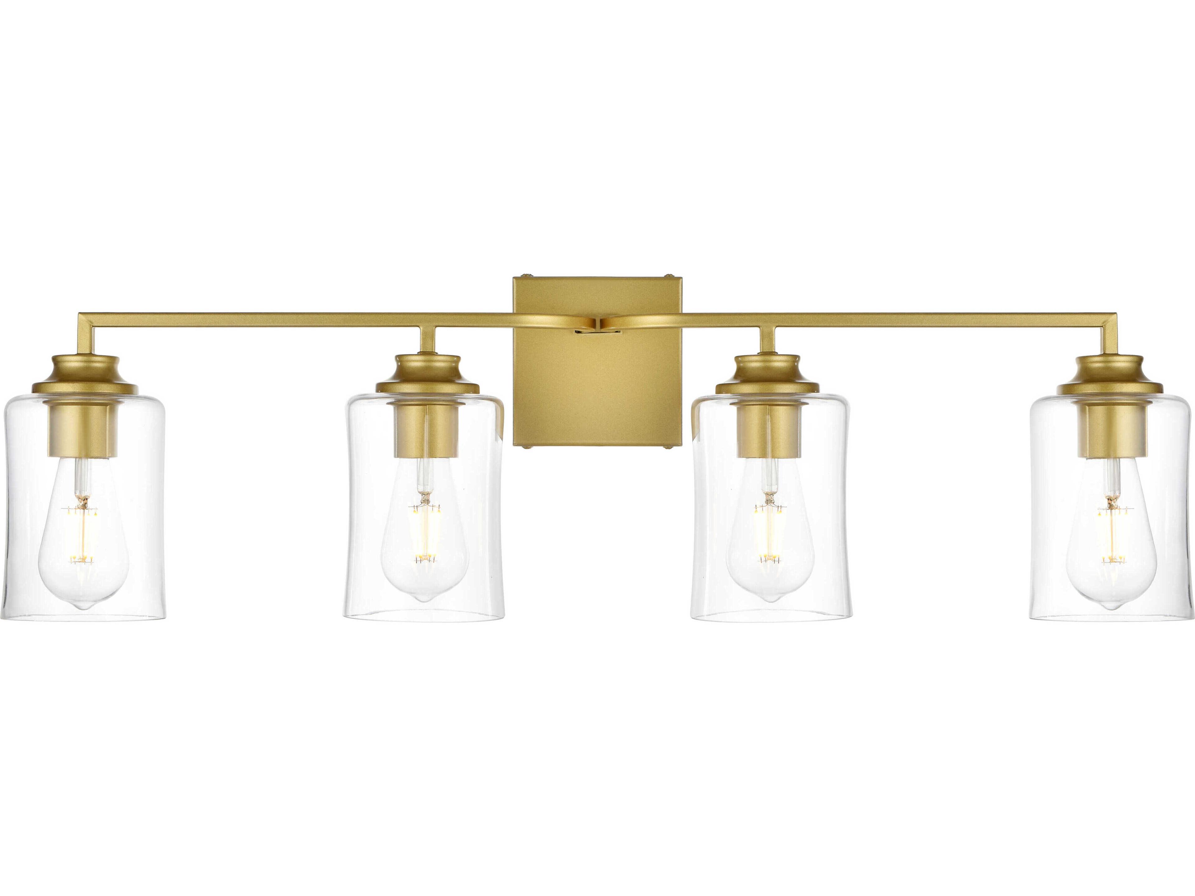 Elegant Lighting Ronnie 4-Light Brass Glass Vanity Light