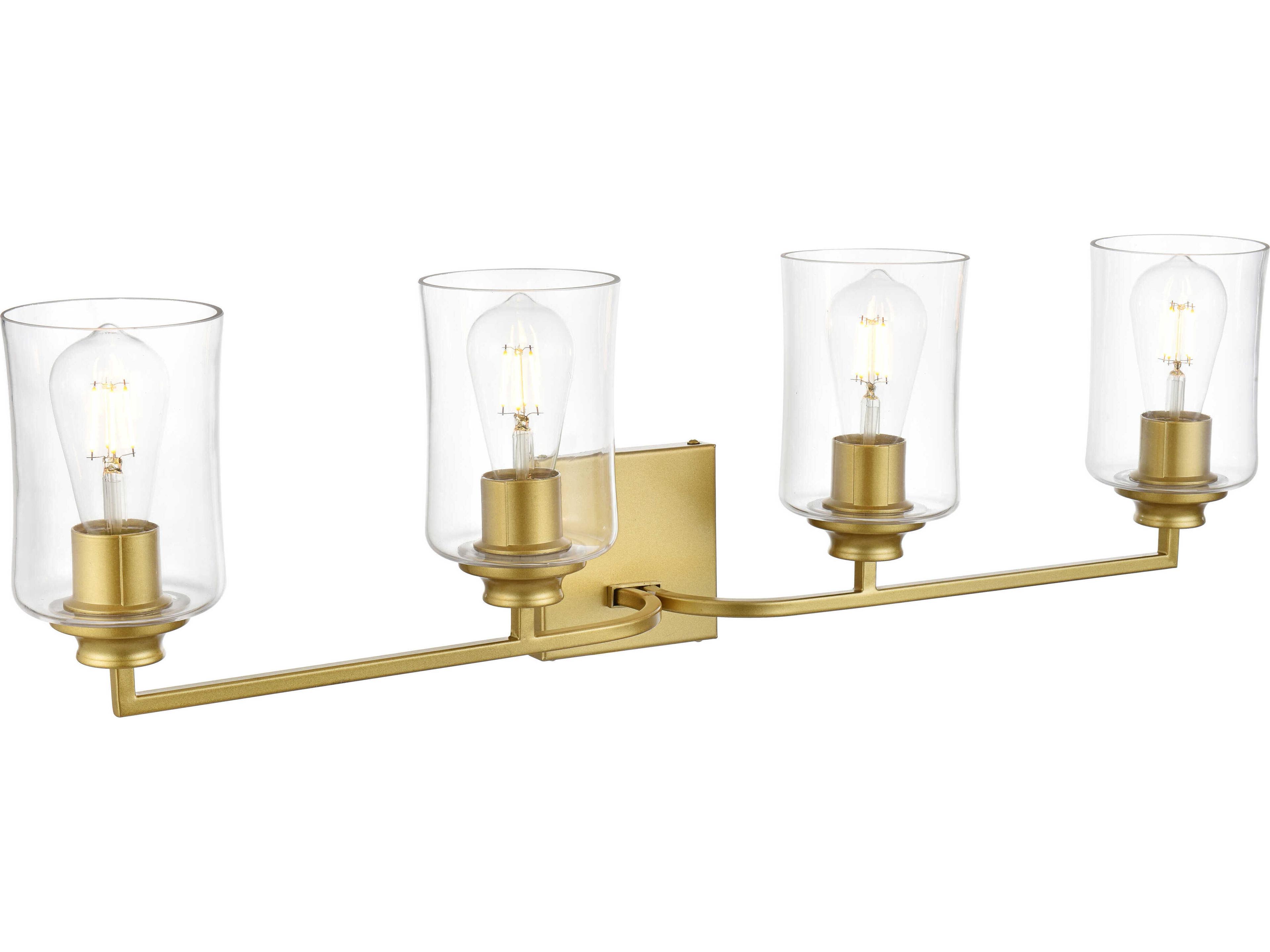 Elegant Lighting Ronnie 4-Light Brass Glass Vanity Light