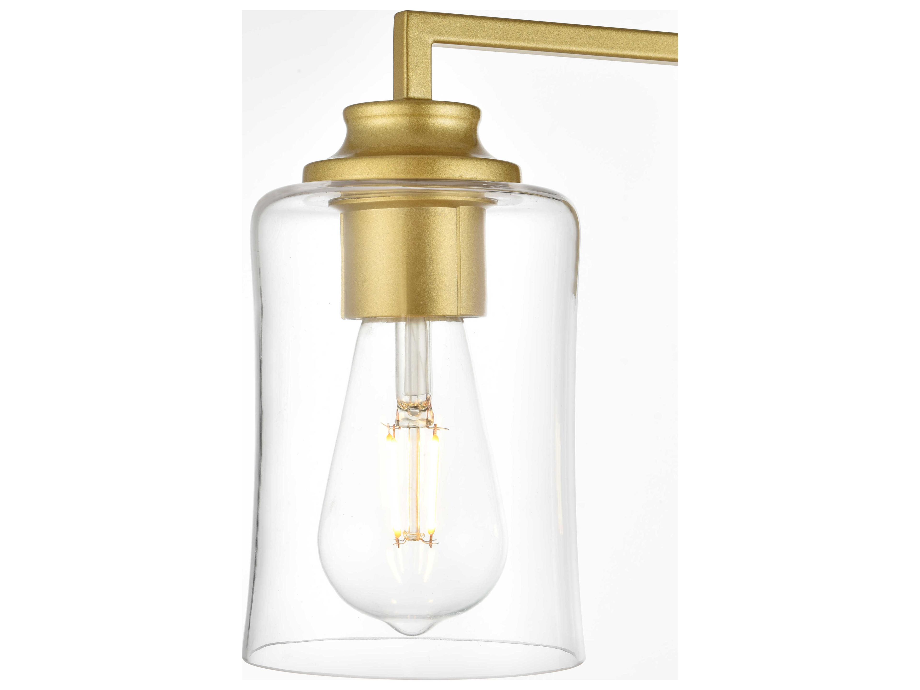 Elegant Lighting Ronnie 4-Light Brass Glass Vanity Light