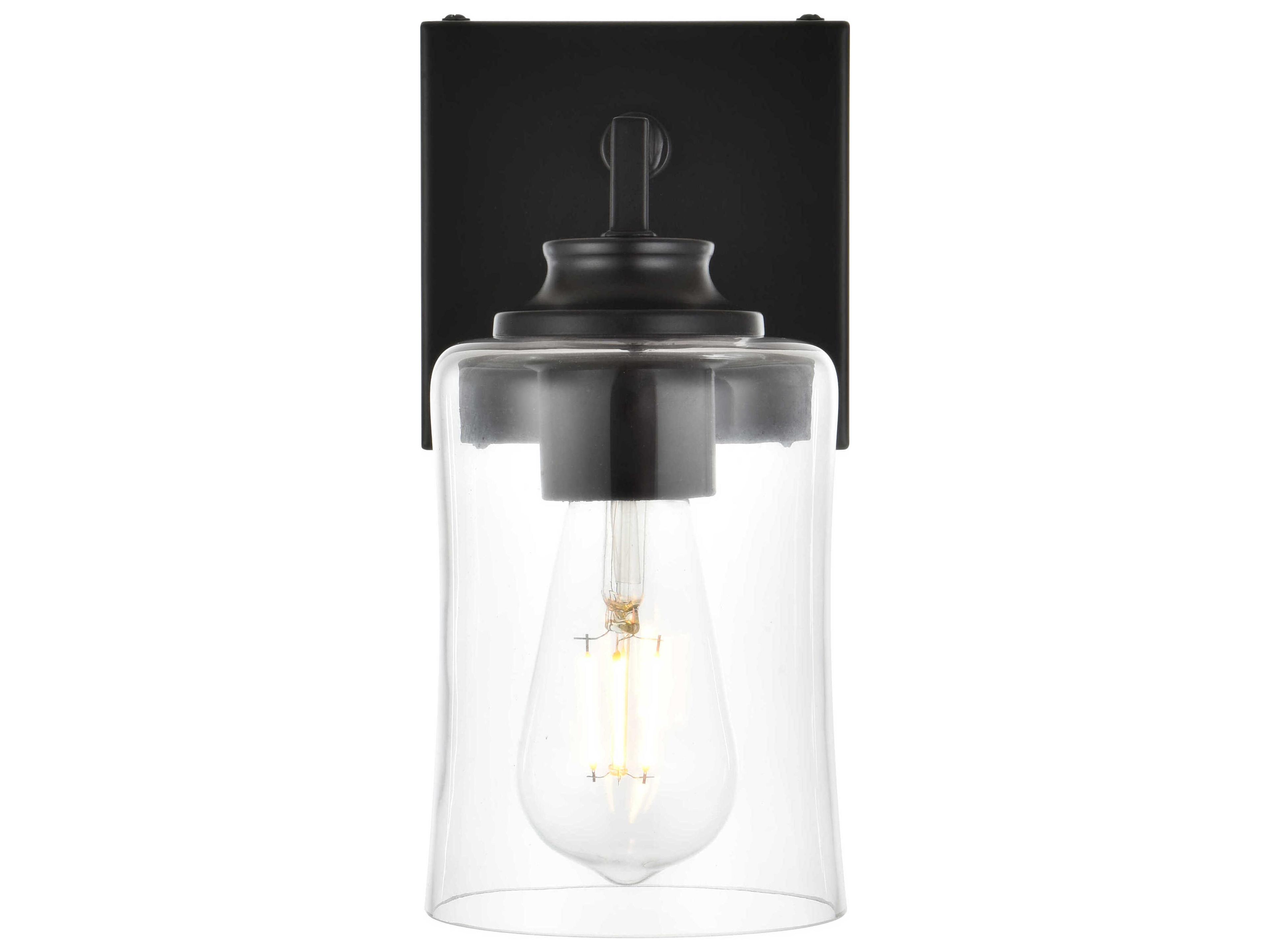 Elegant Lighting Ronnie 1-Light Black Glass Wall Sconce