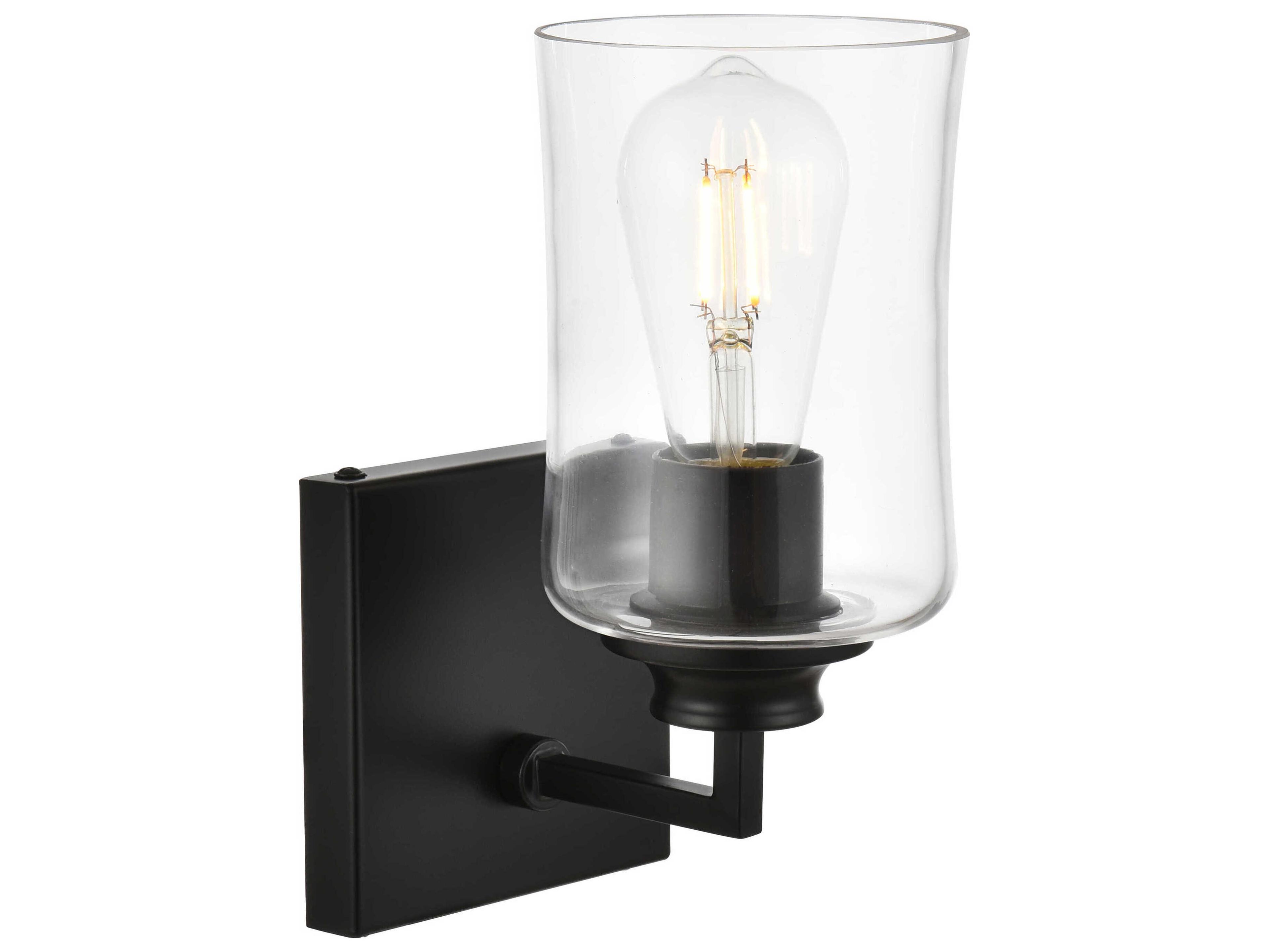 Elegant Lighting Ronnie 1-Light Black Glass Wall Sconce