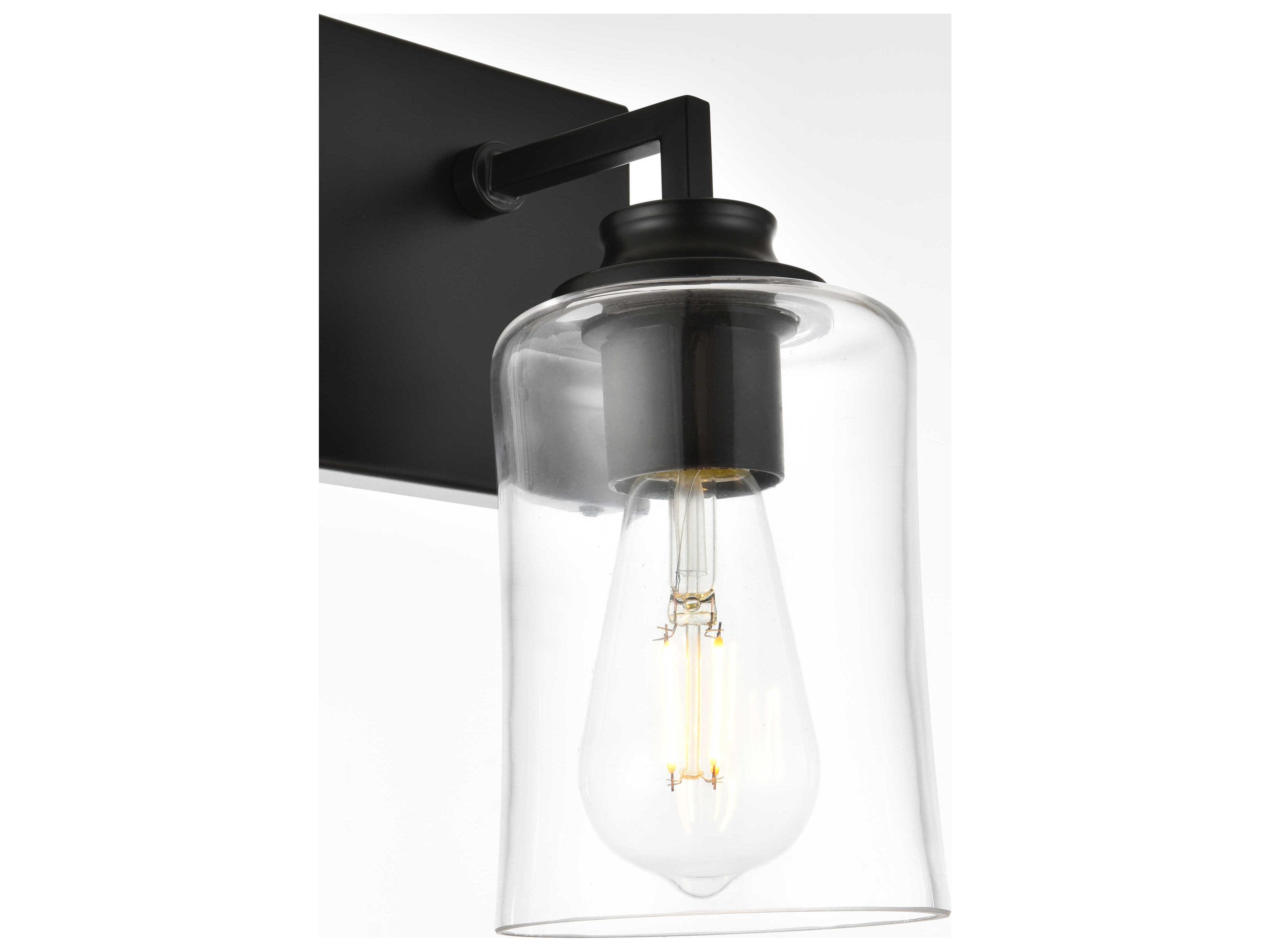 Elegant Lighting Ronnie 1-Light Black Glass Wall Sconce