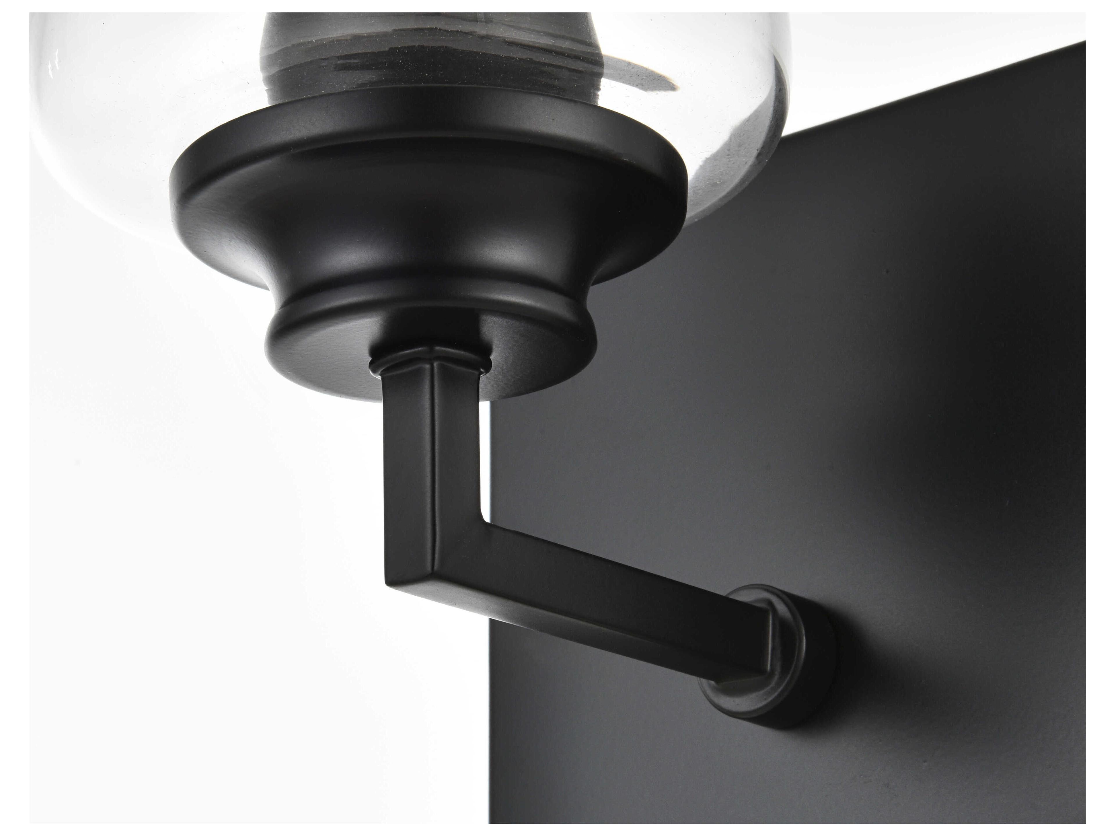 Elegant Lighting Ronnie 1-Light Black Glass Wall Sconce