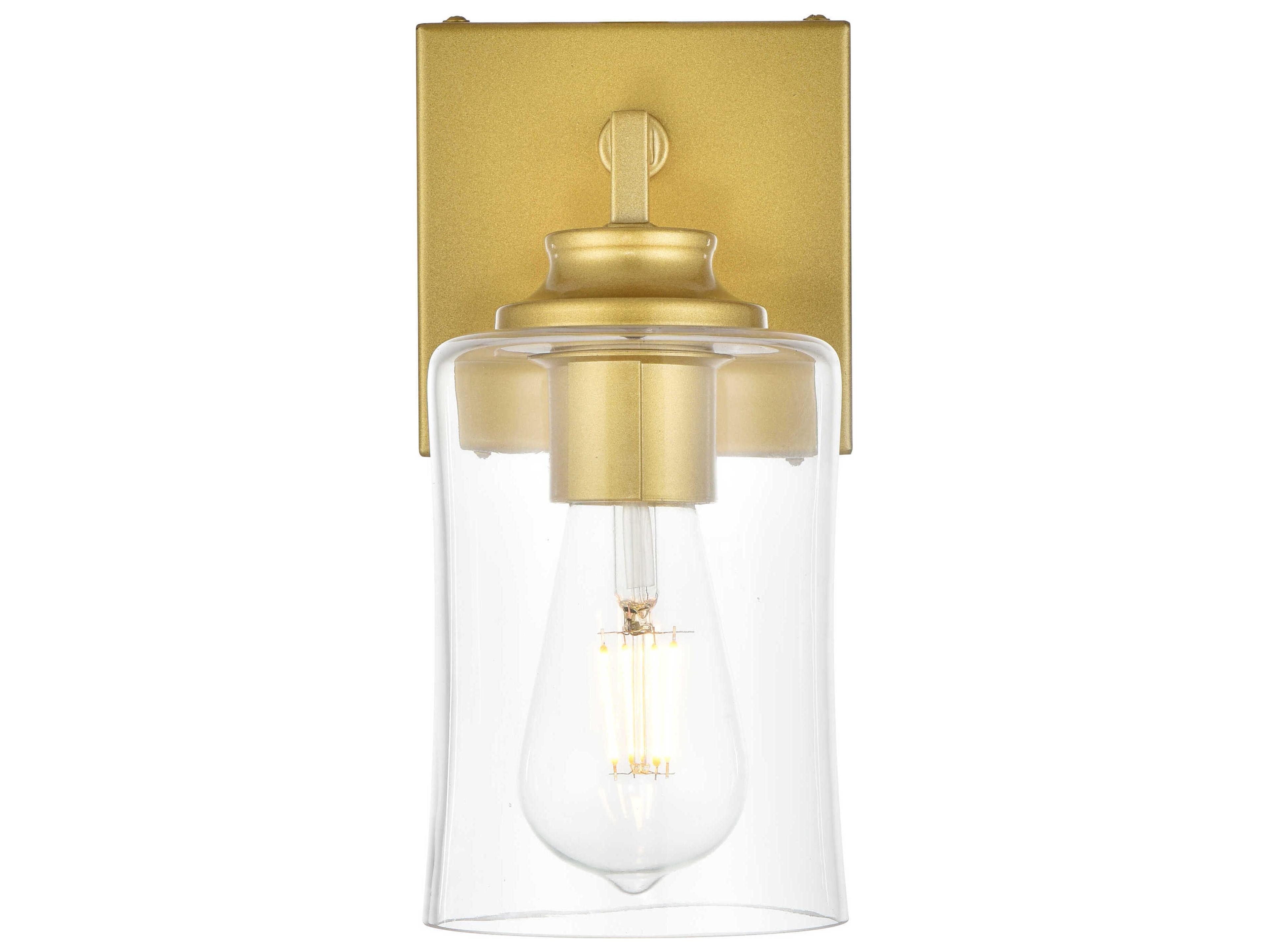 Elegant Lighting Ronnie 1-Light Brass Glass Wall Sconce