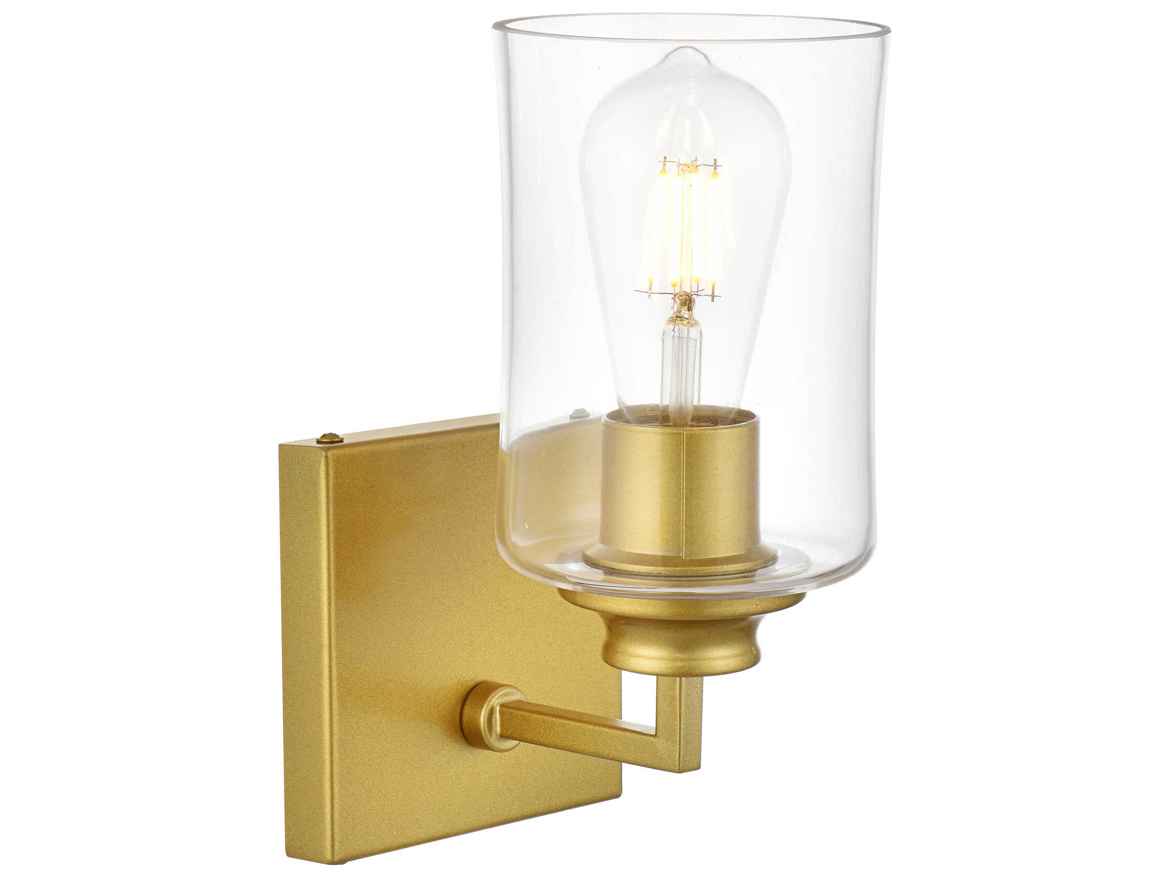 Elegant Lighting Ronnie 1-Light Brass Glass Wall Sconce