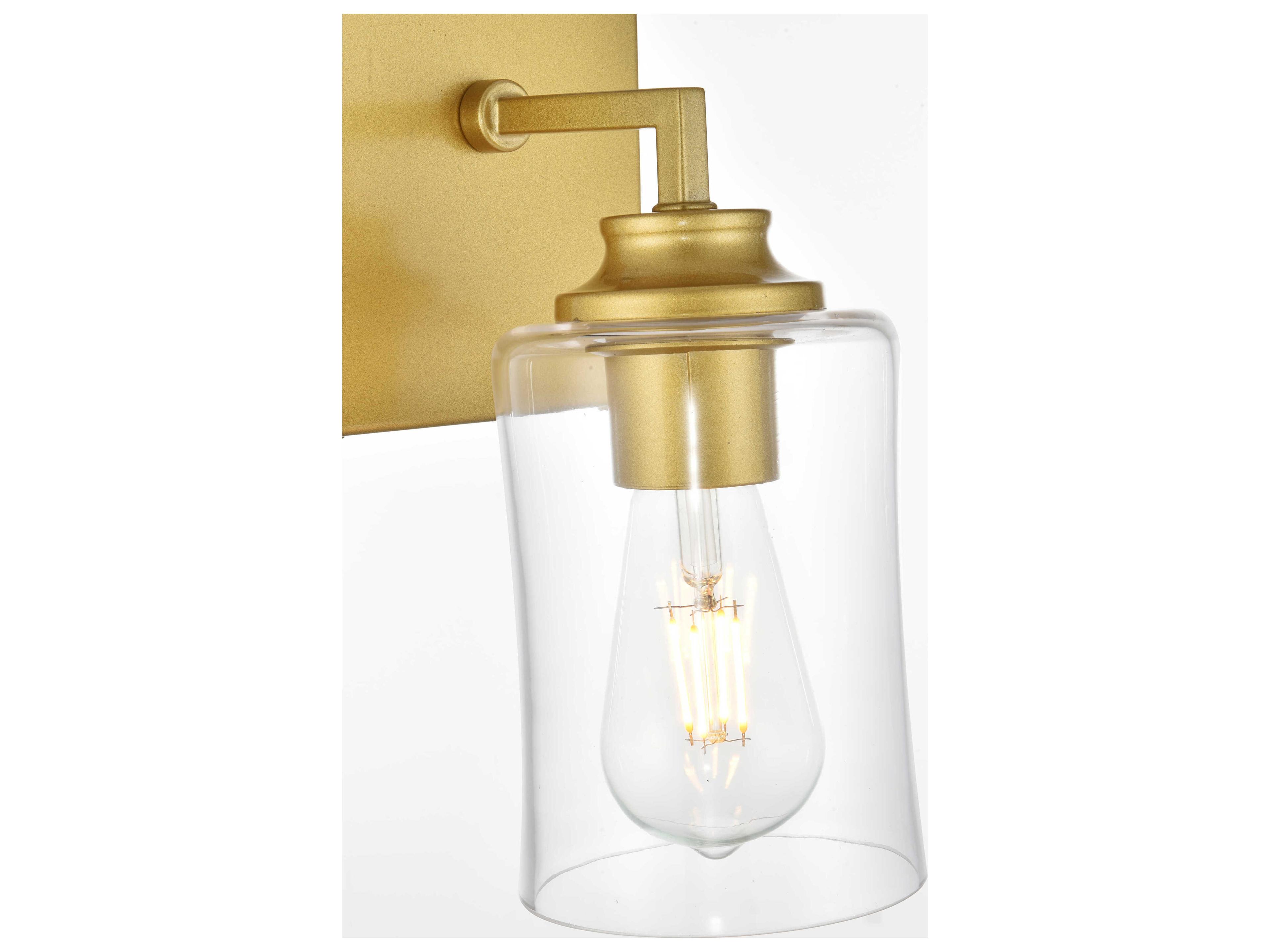 Elegant Lighting Ronnie 1-Light Brass Glass Wall Sconce