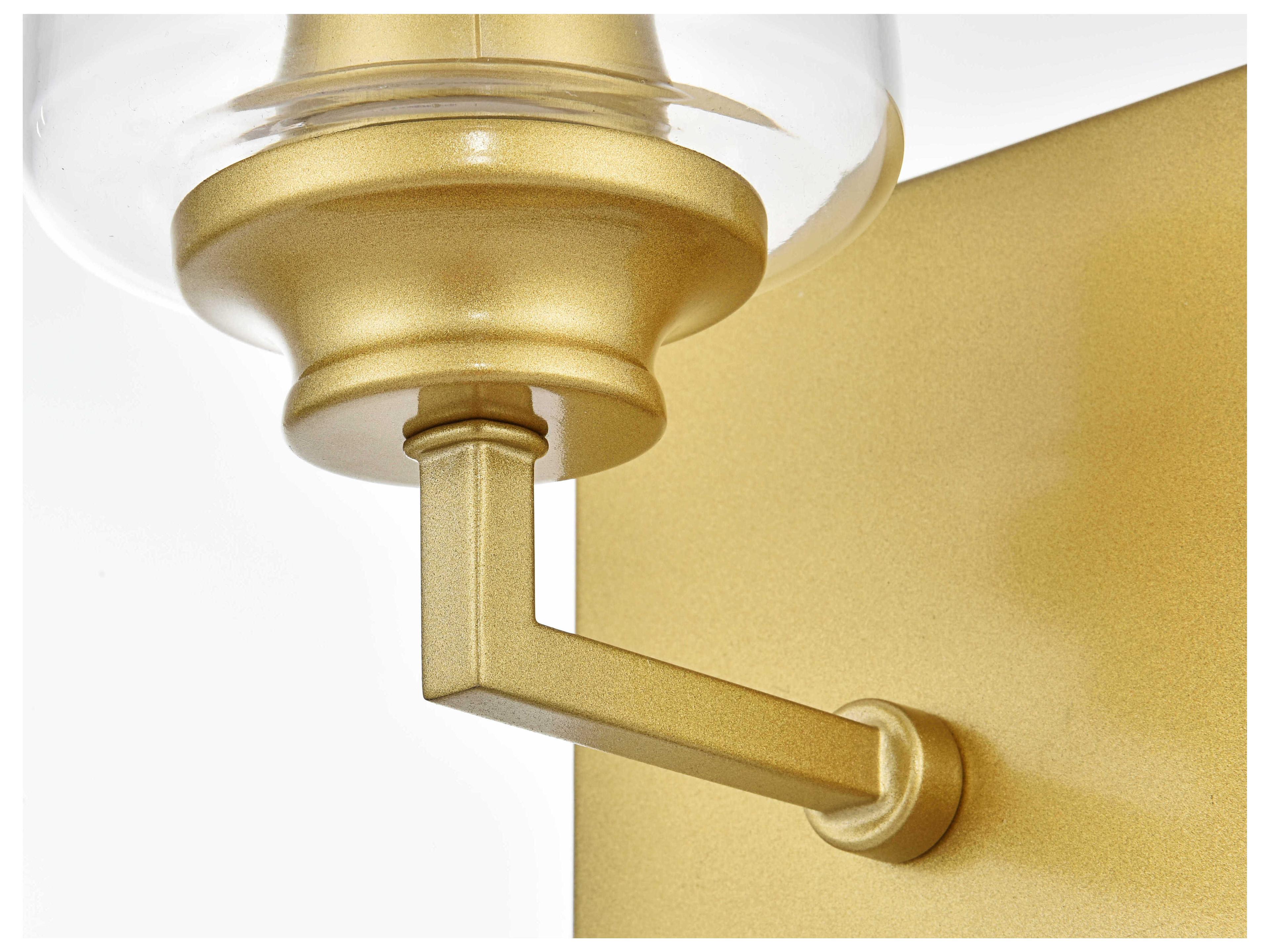 Elegant Lighting Ronnie 1-Light Brass Glass Wall Sconce