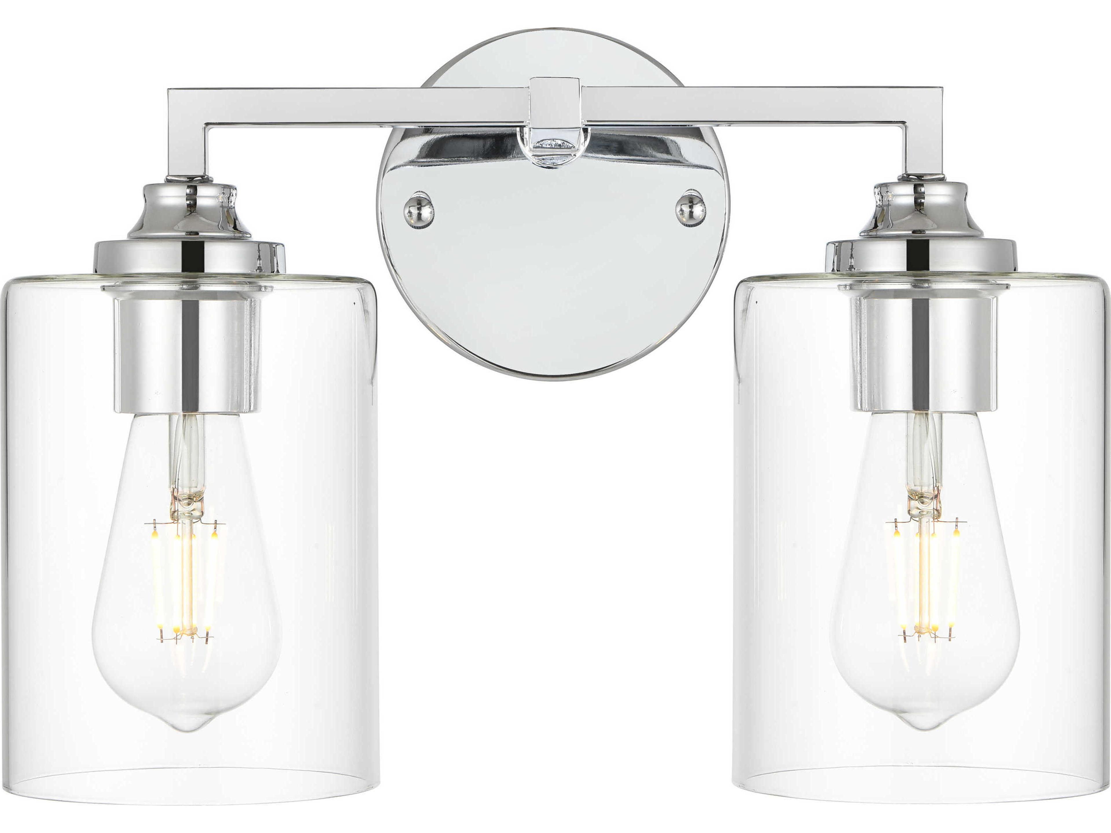 Elegant Lighting Mayson 2-Light Chrome Glass Vanity Light