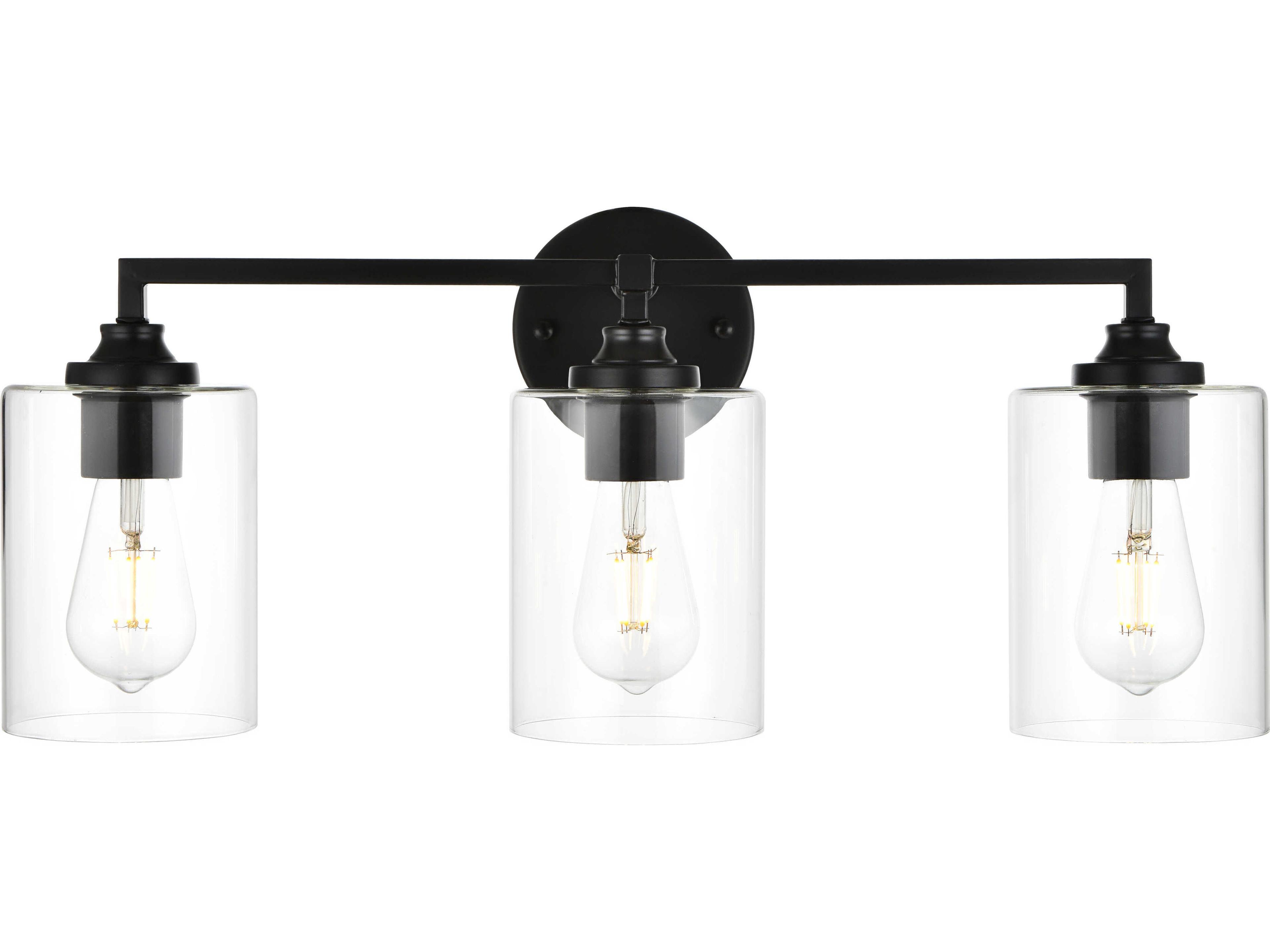 Elegant Lighting Mayson 3-Light Black Glass Vanity Light