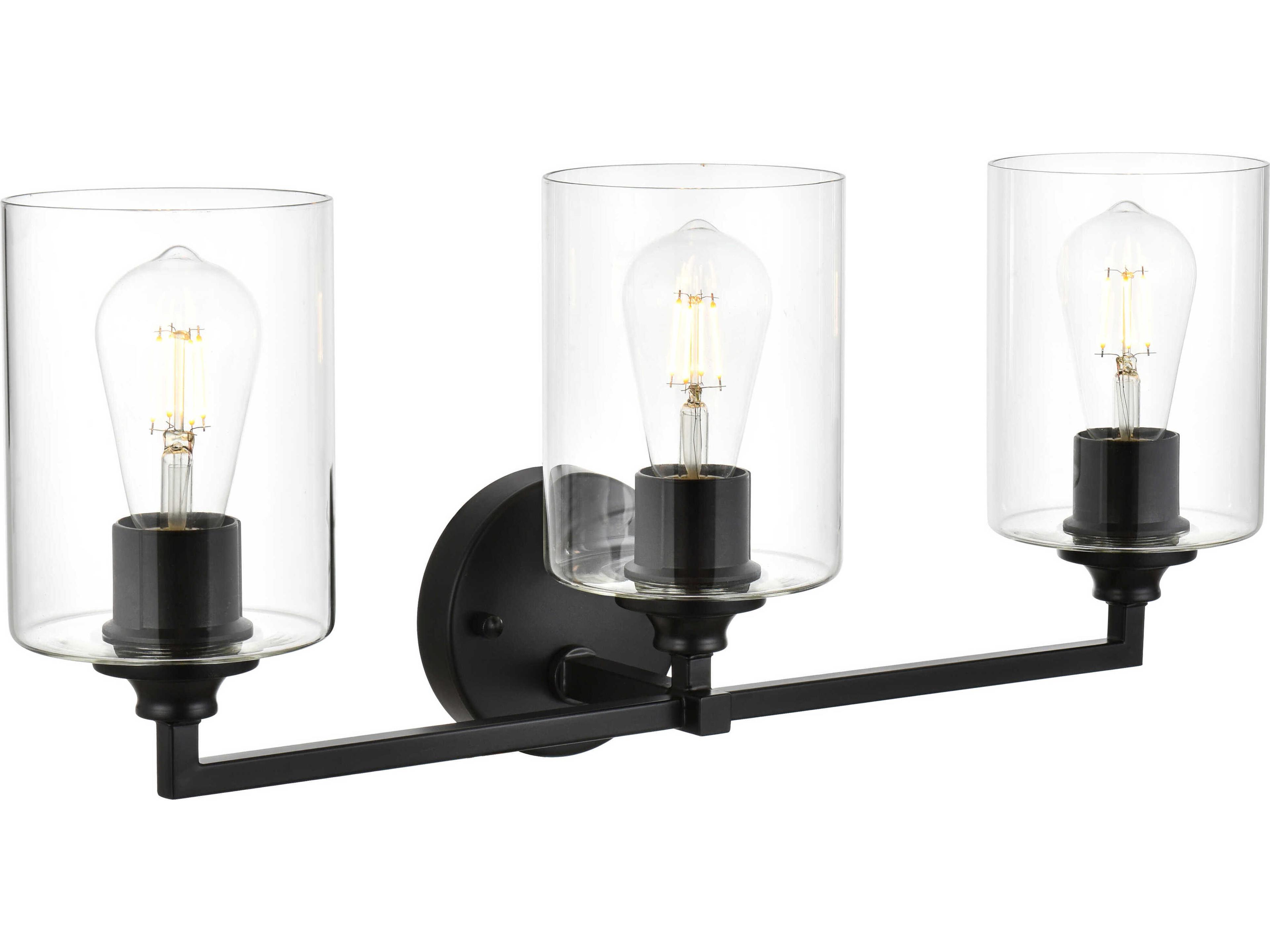 Elegant Lighting Mayson 3-Light Black Glass Vanity Light