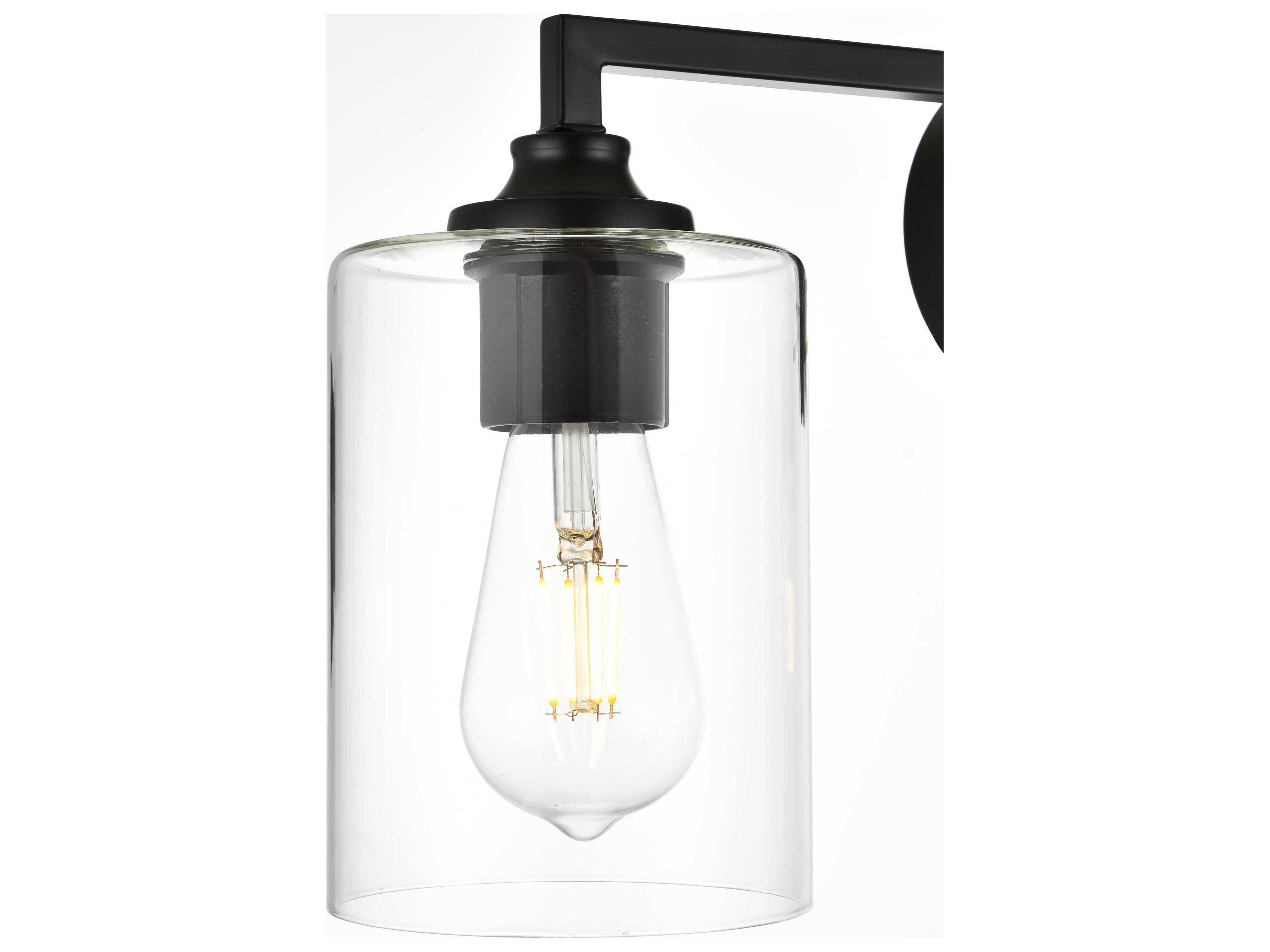 Elegant Lighting Mayson 3-Light Black Glass Vanity Light