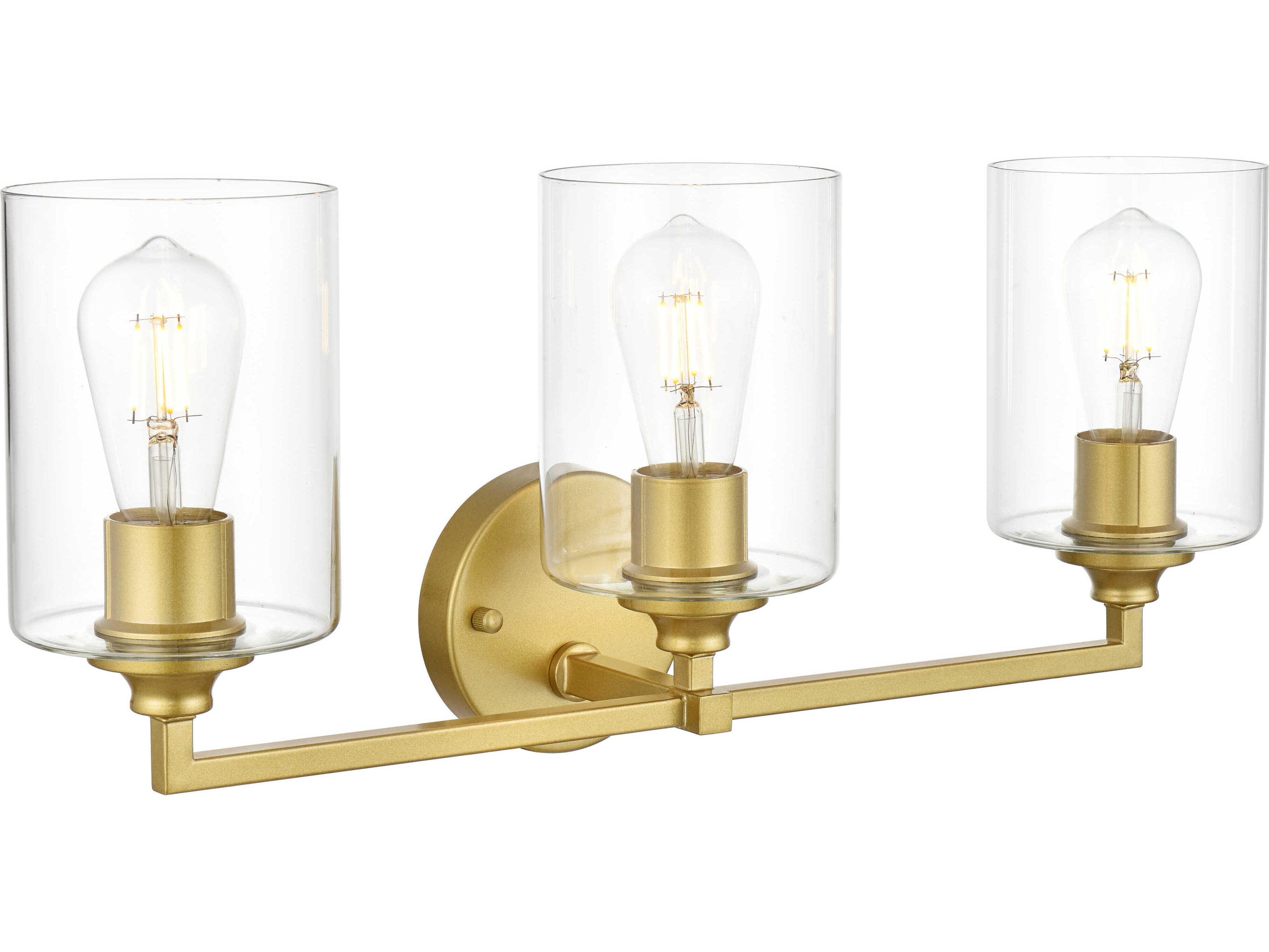 Elegant Lighting Mayson 3-Light Brass Glass Vanity Light