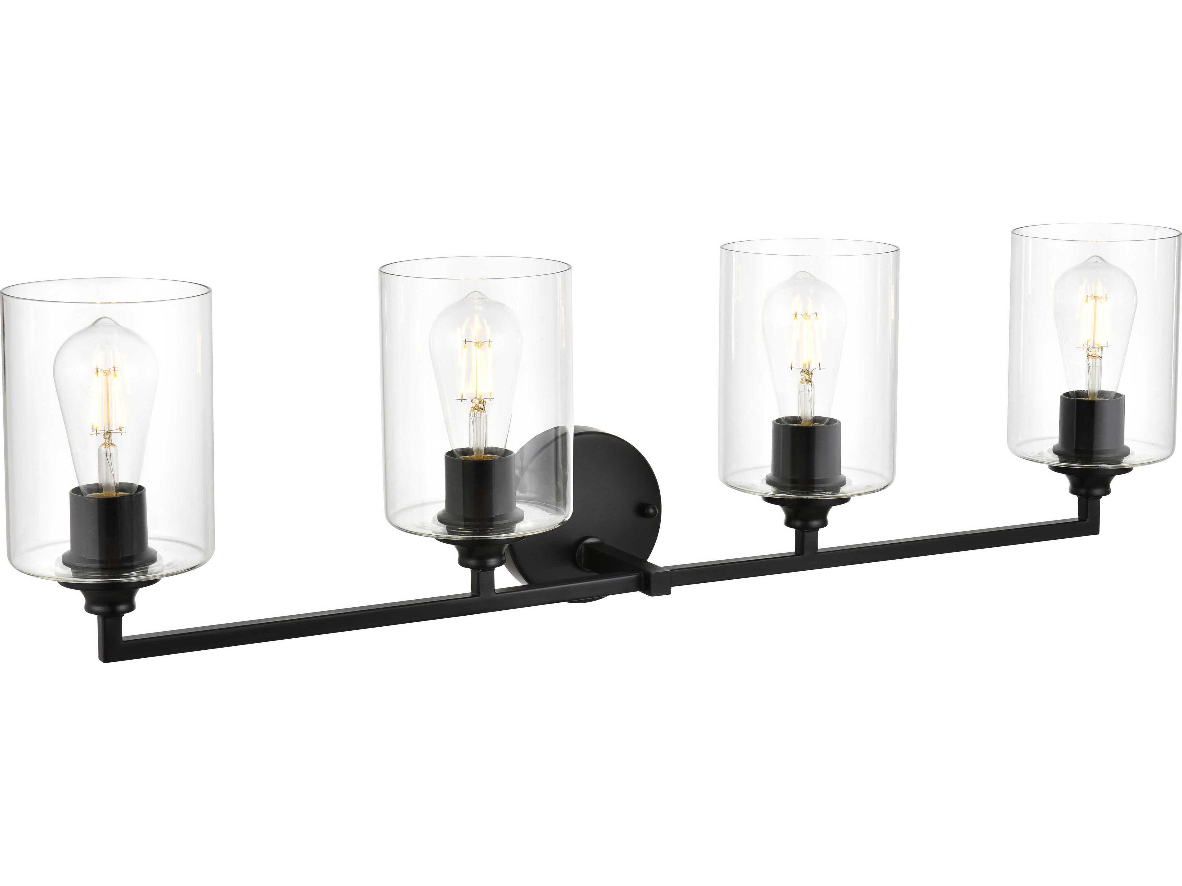 Elegant Lighting Mayson 4-Light Black Glass Vanity Light