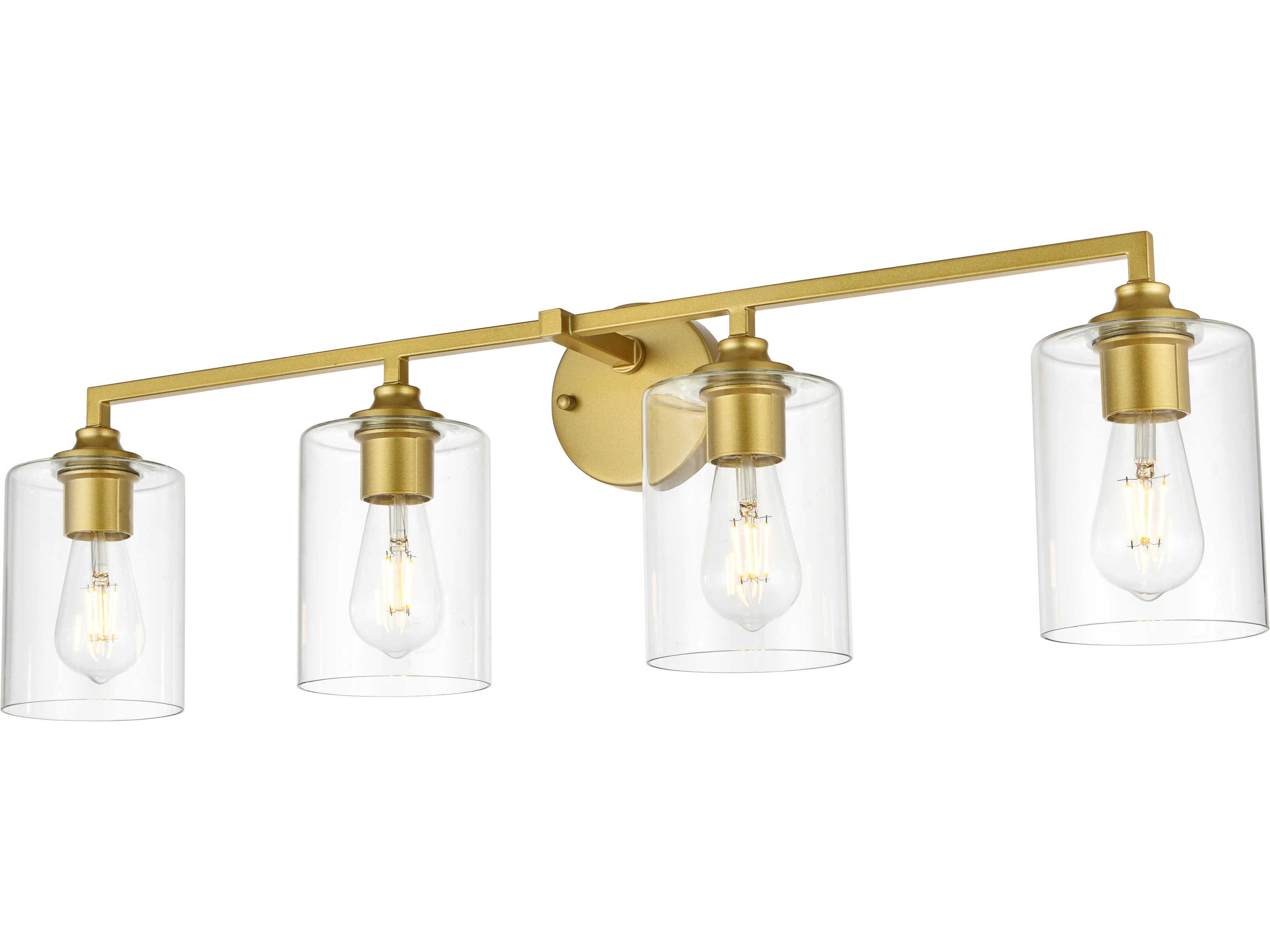 Mayson 4-Light Brass Glass Vanity Light