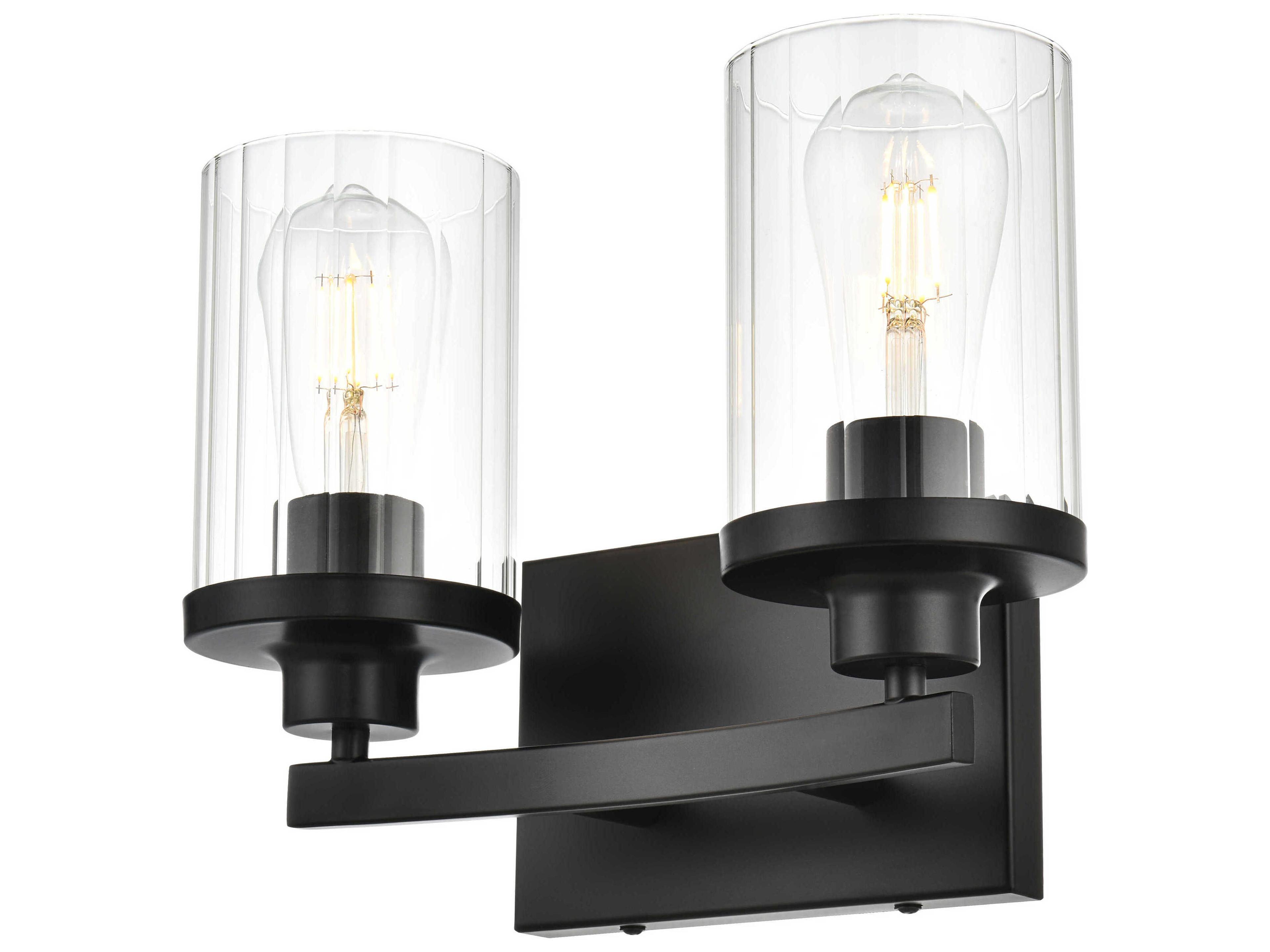 Saanvi 2-Light Black Glass Vanity Light