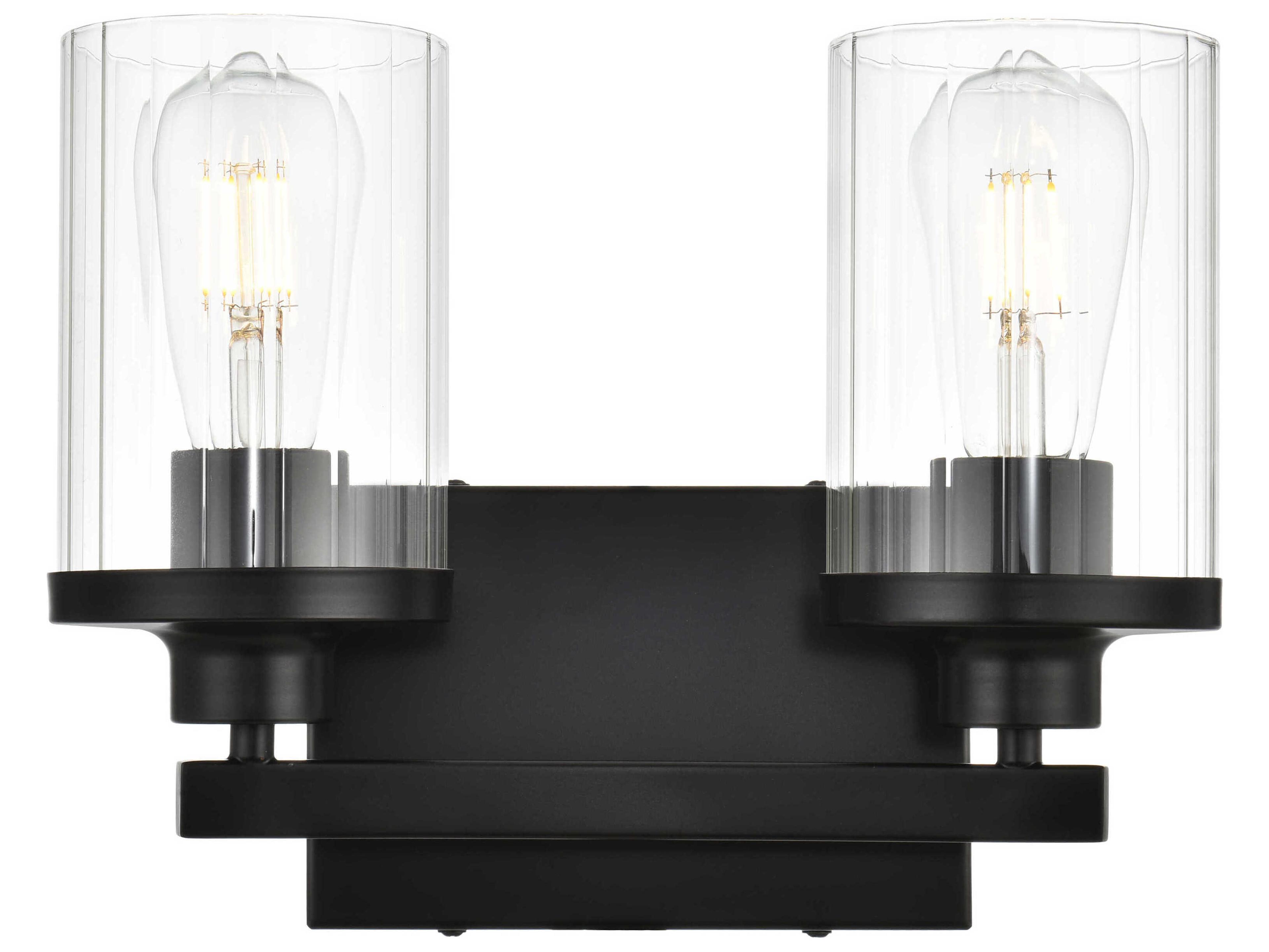 Elegant Lighting Saanvi 2-Light Black Glass Vanity Light