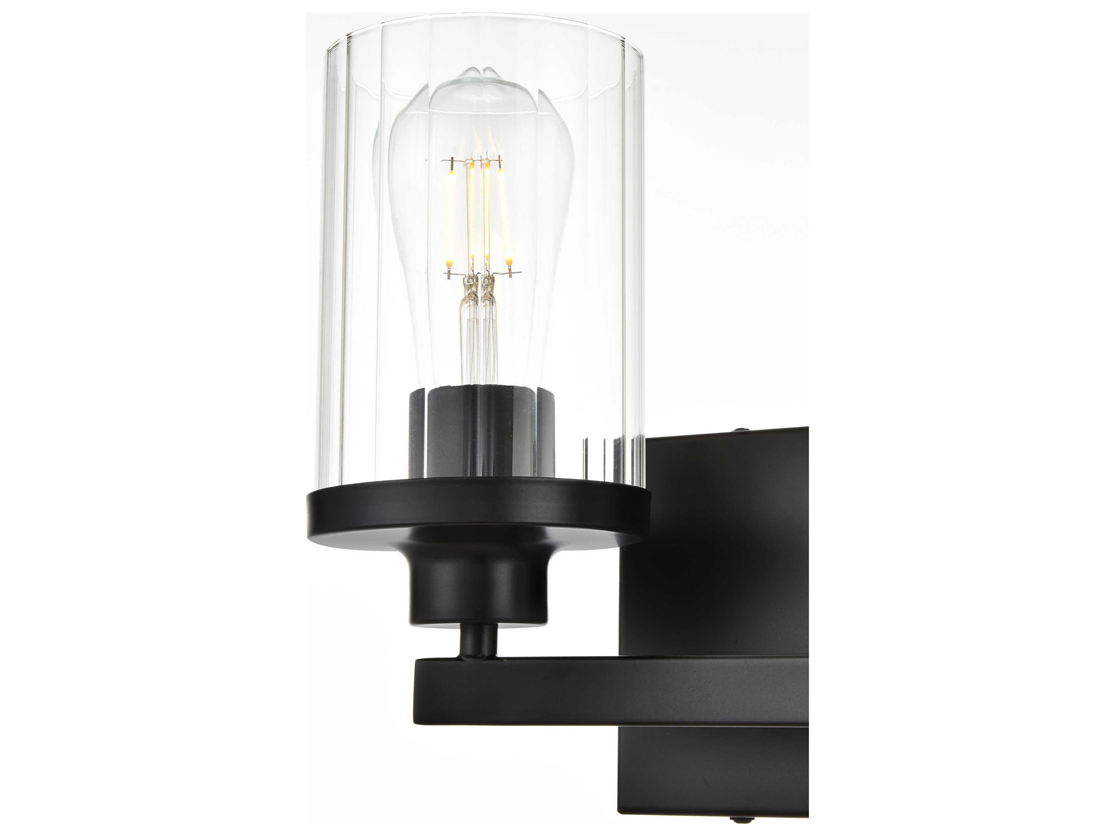 Elegant Lighting Saanvi 2-Light Black Glass Vanity Light
