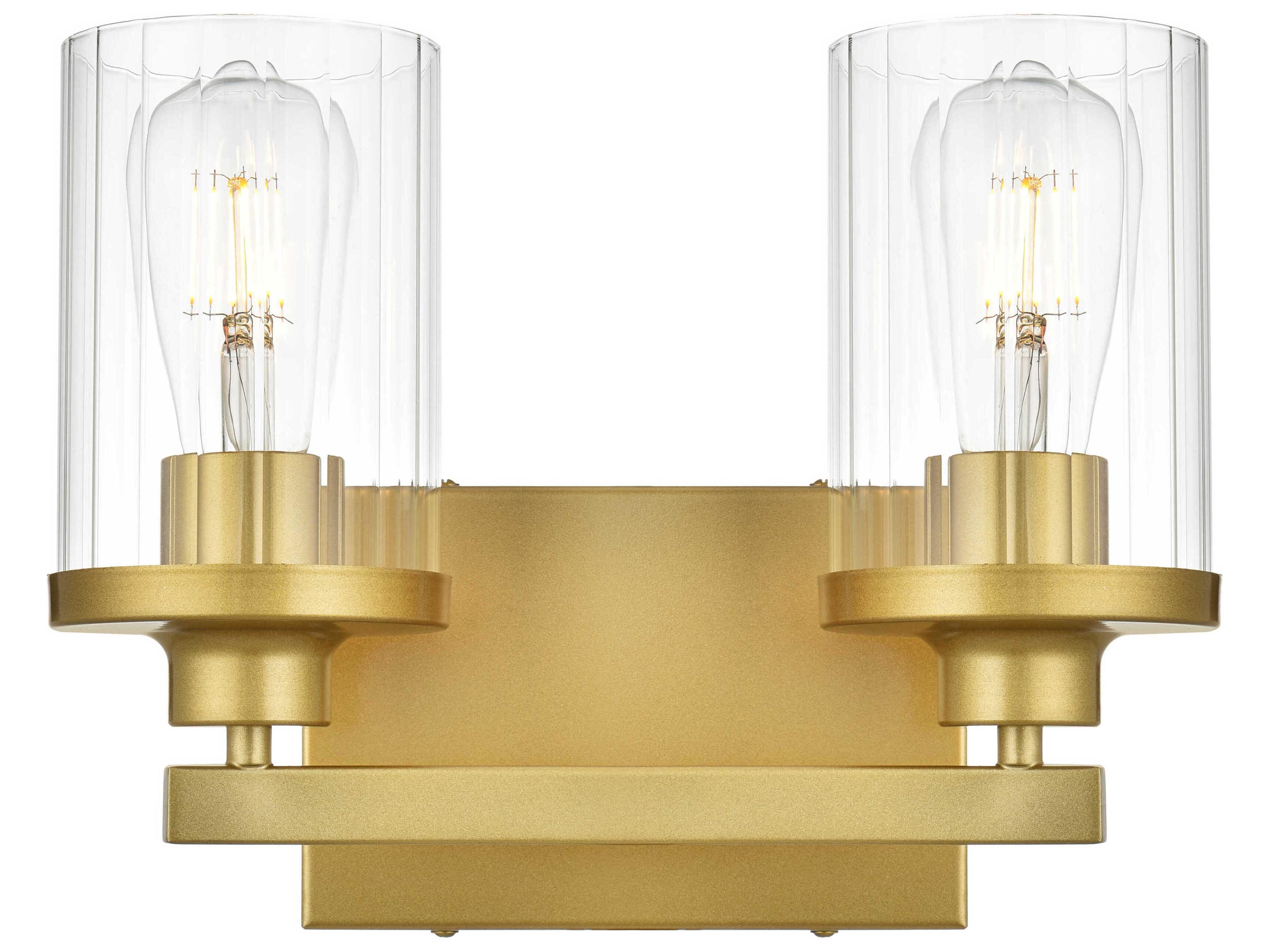 Elegant Lighting Saanvi 2-Light Brass Glass Vanity Light