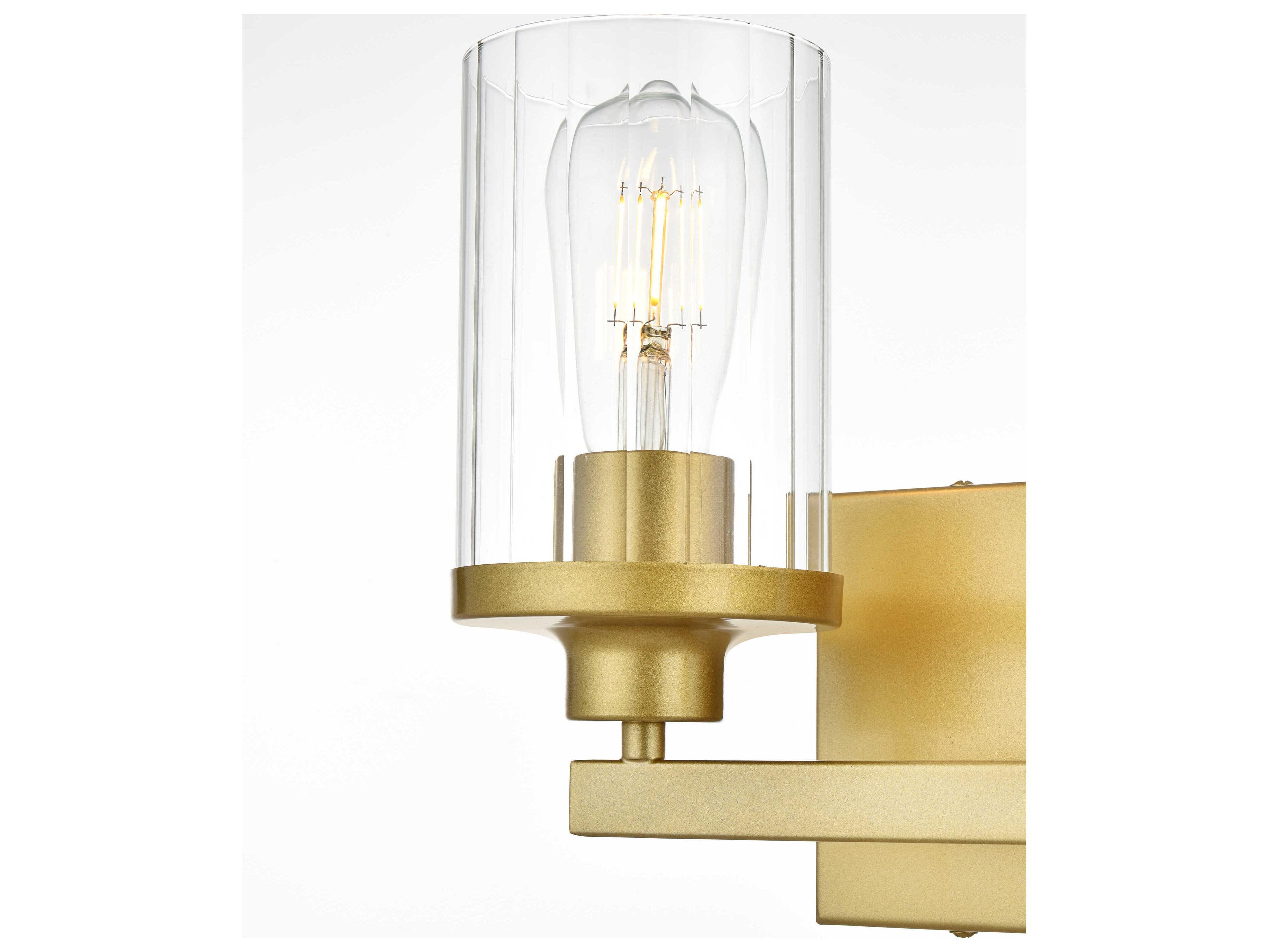 Elegant Lighting Saanvi 2-Light Brass Glass Vanity Light