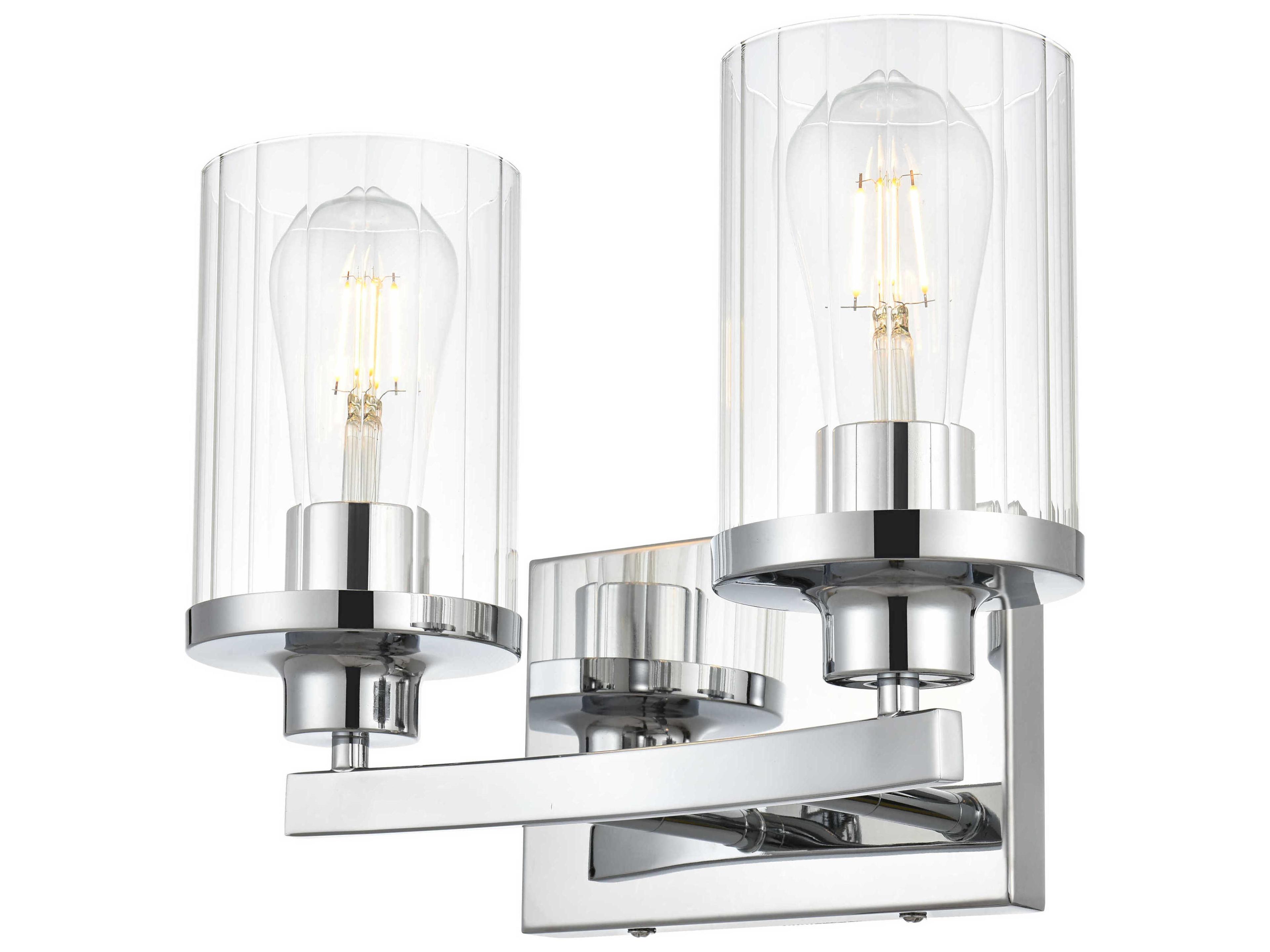 Saanvi 2-Light Chrome Glass Vanity Light