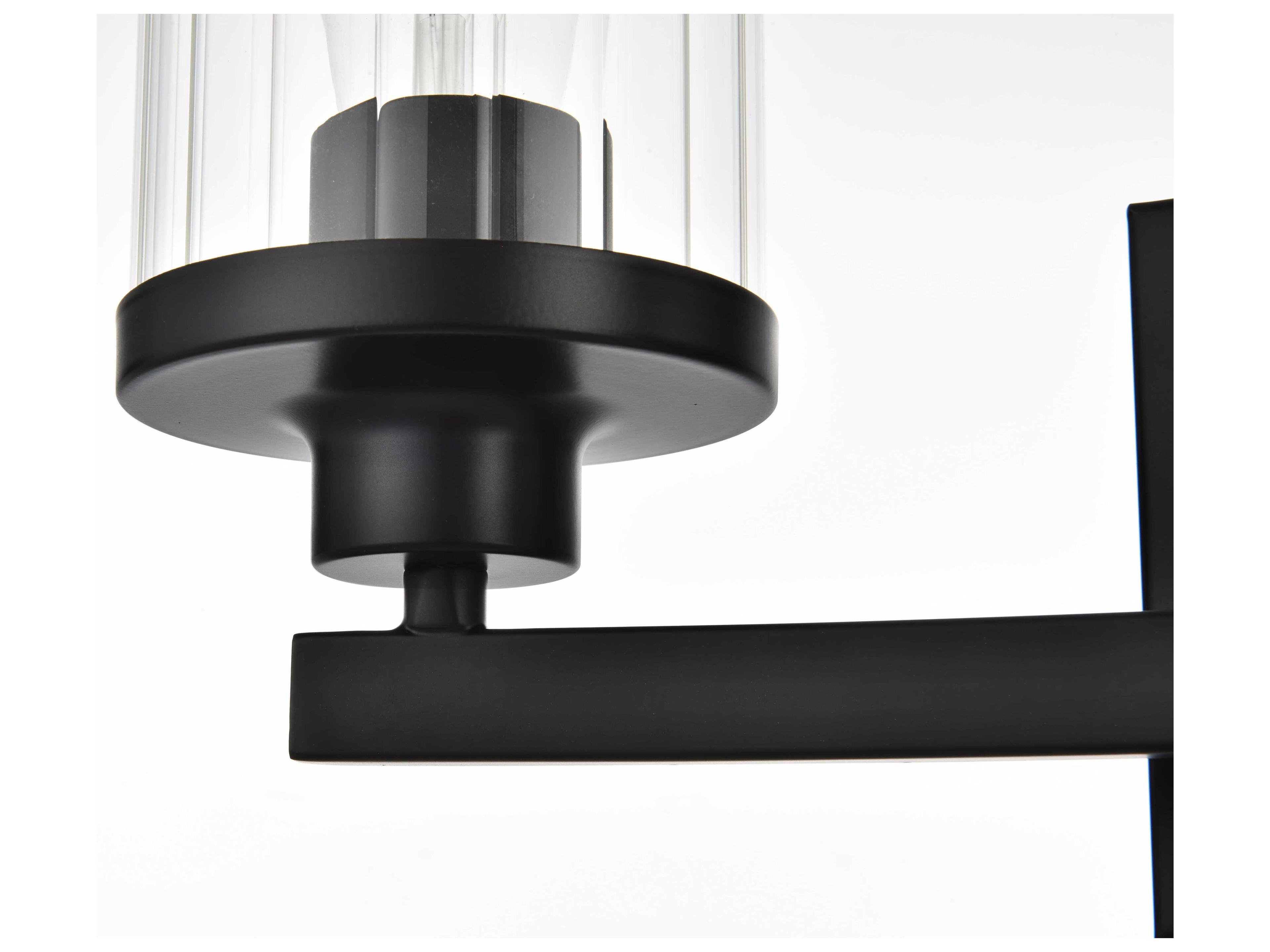 Elegant Lighting Saanvi 3-Light Black Clear Glass Vanity Light