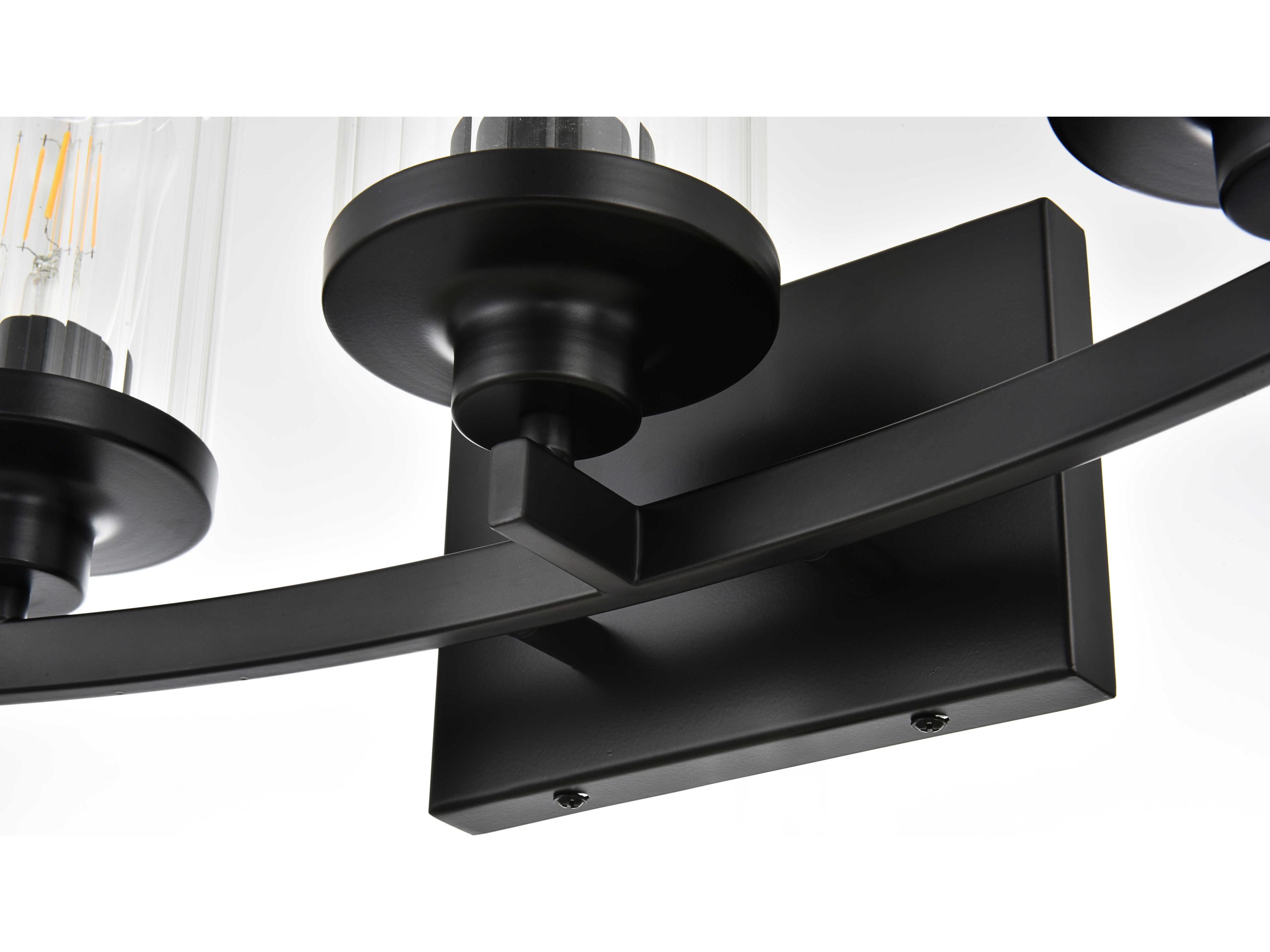 Elegant Lighting Saanvi 3-Light Black Clear Glass Vanity Light