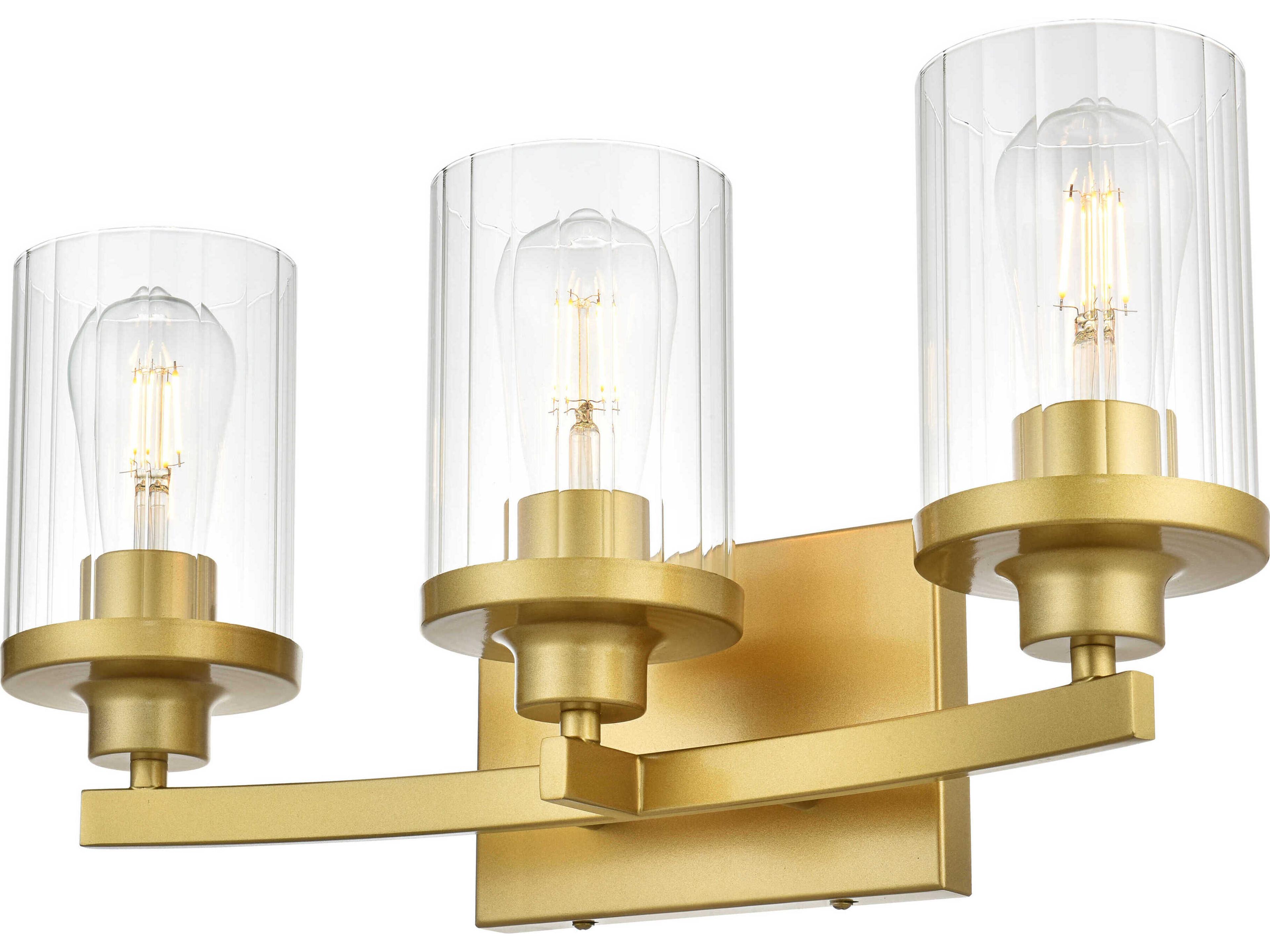 Saanvi 3-Light Brass Glass Vanity Light