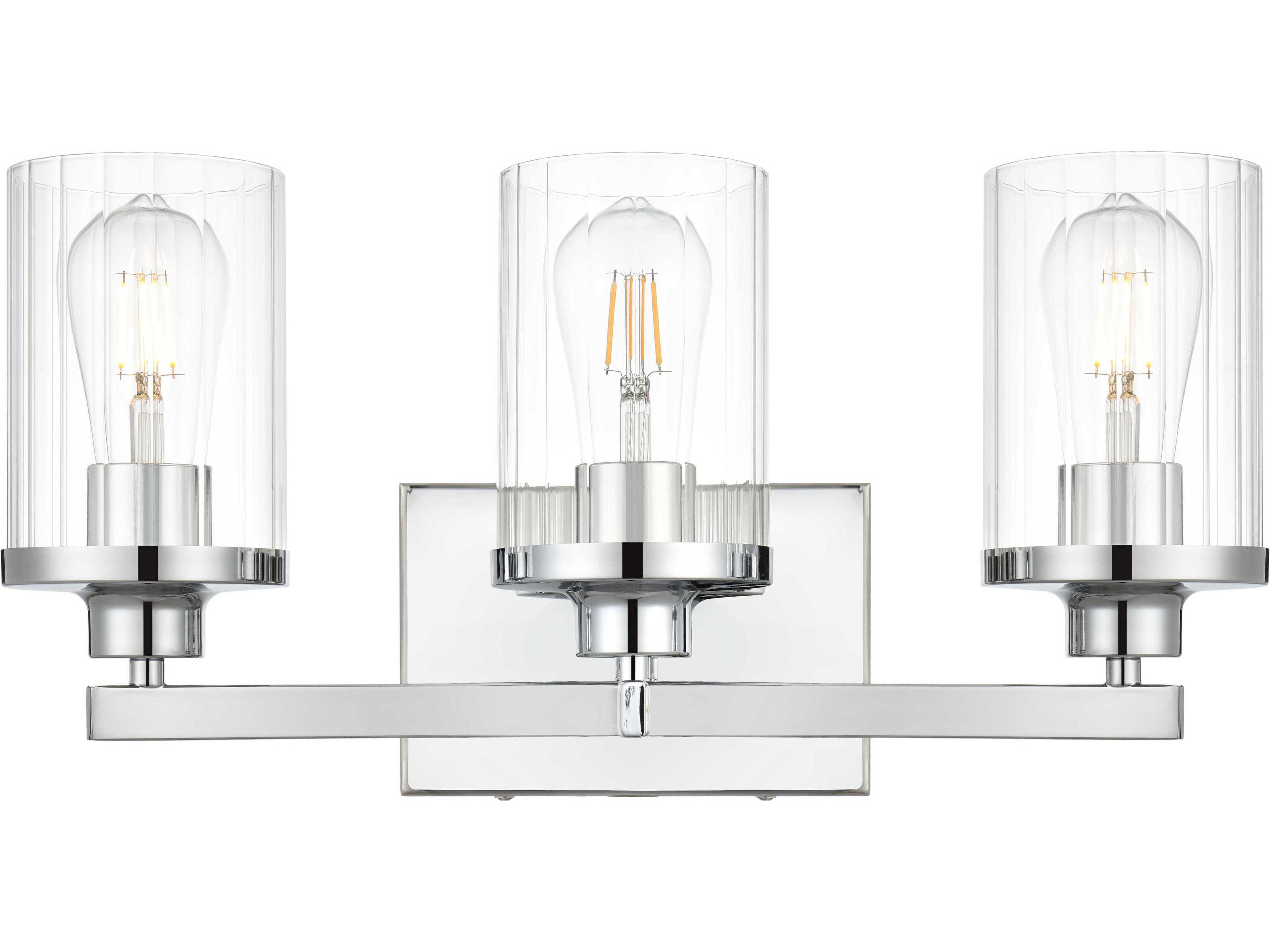 Elegant Lighting Saanvi 3-Light Chrome Glass Vanity Light
